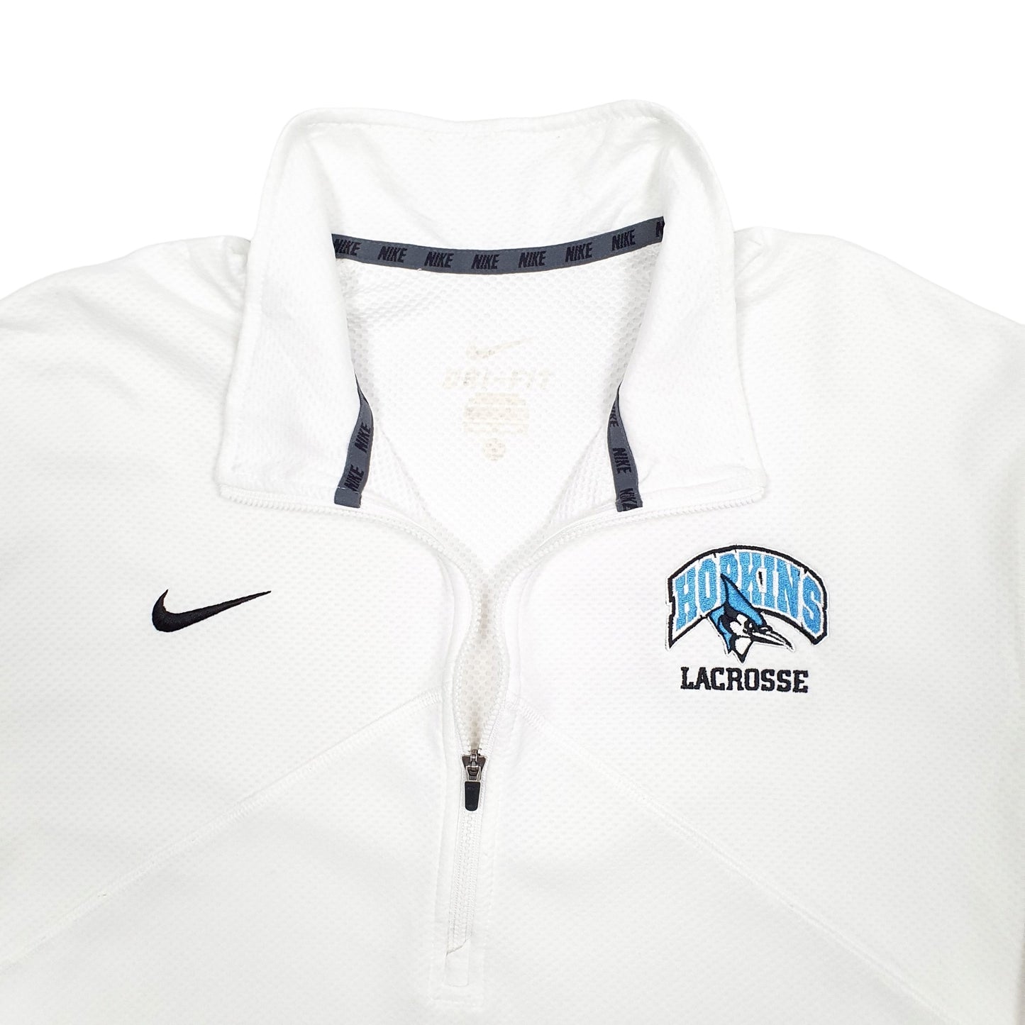 Mens White Nike Dri Fit USA Lacrosse Quarter Zip Jumper