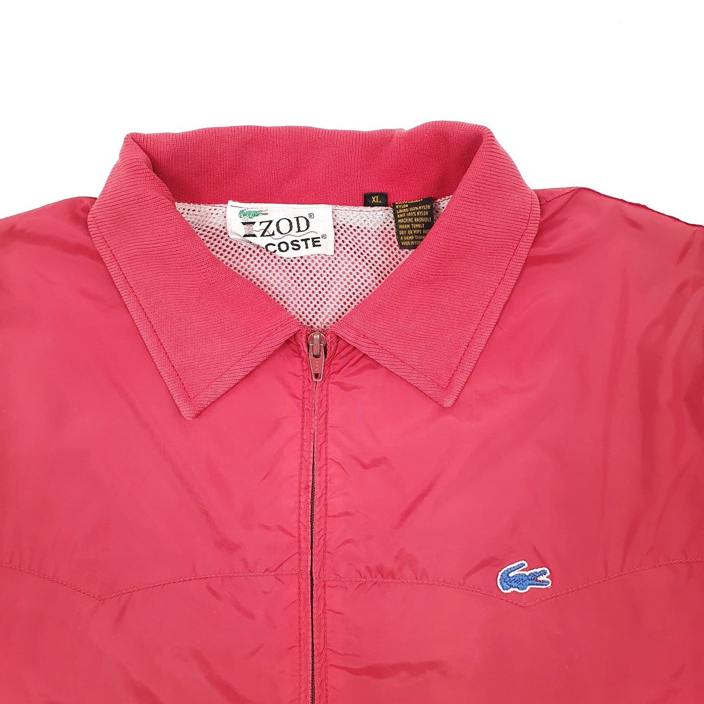 Mens Red Lacoste Izod Vintage Windbreaker Harrington Jacket Coat