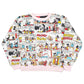 Mens White Disney Mickey & Pluto Minnie Cartoon Strip Reversible Crewneck Jumper