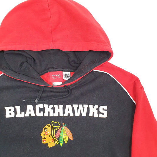 Mens Black Reebok Chicago Blackhawks NHL USA Hockey Face Off Hoodie Jumper