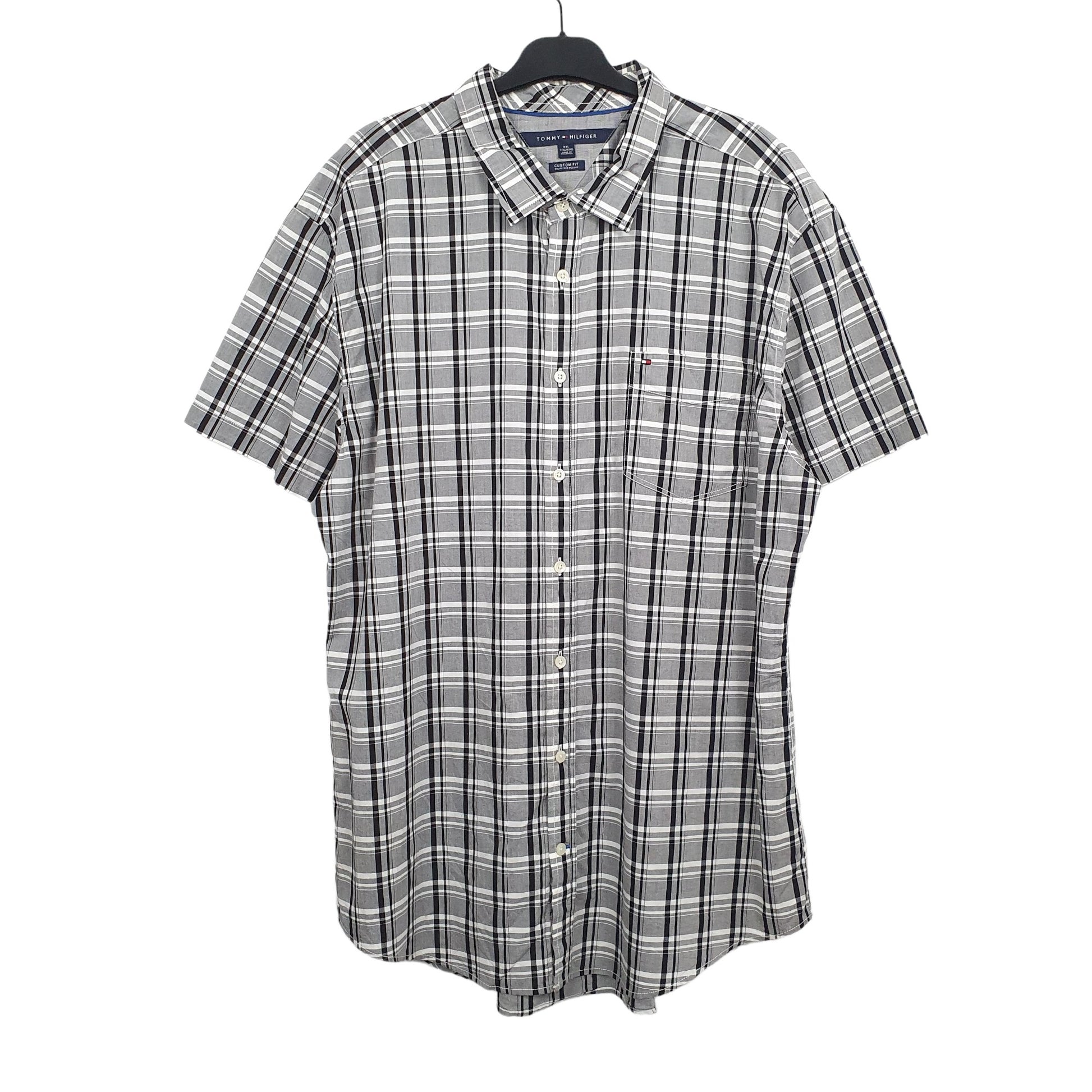 Tommy Hilfiger Short Sleeve Custom Fit Check Shirt Blue