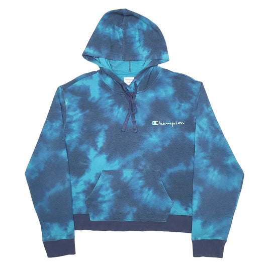 Womens Blue Champion Tye Dye Hoodie Jumper