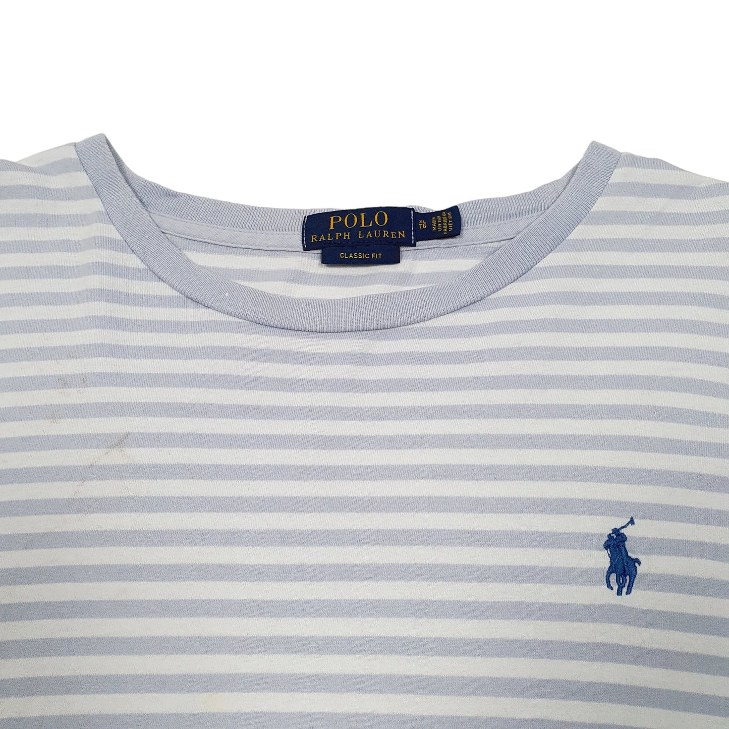 Mens Blue Polo Ralph Lauren Striped Polo Classic Fit Short Sleeve T Shirt