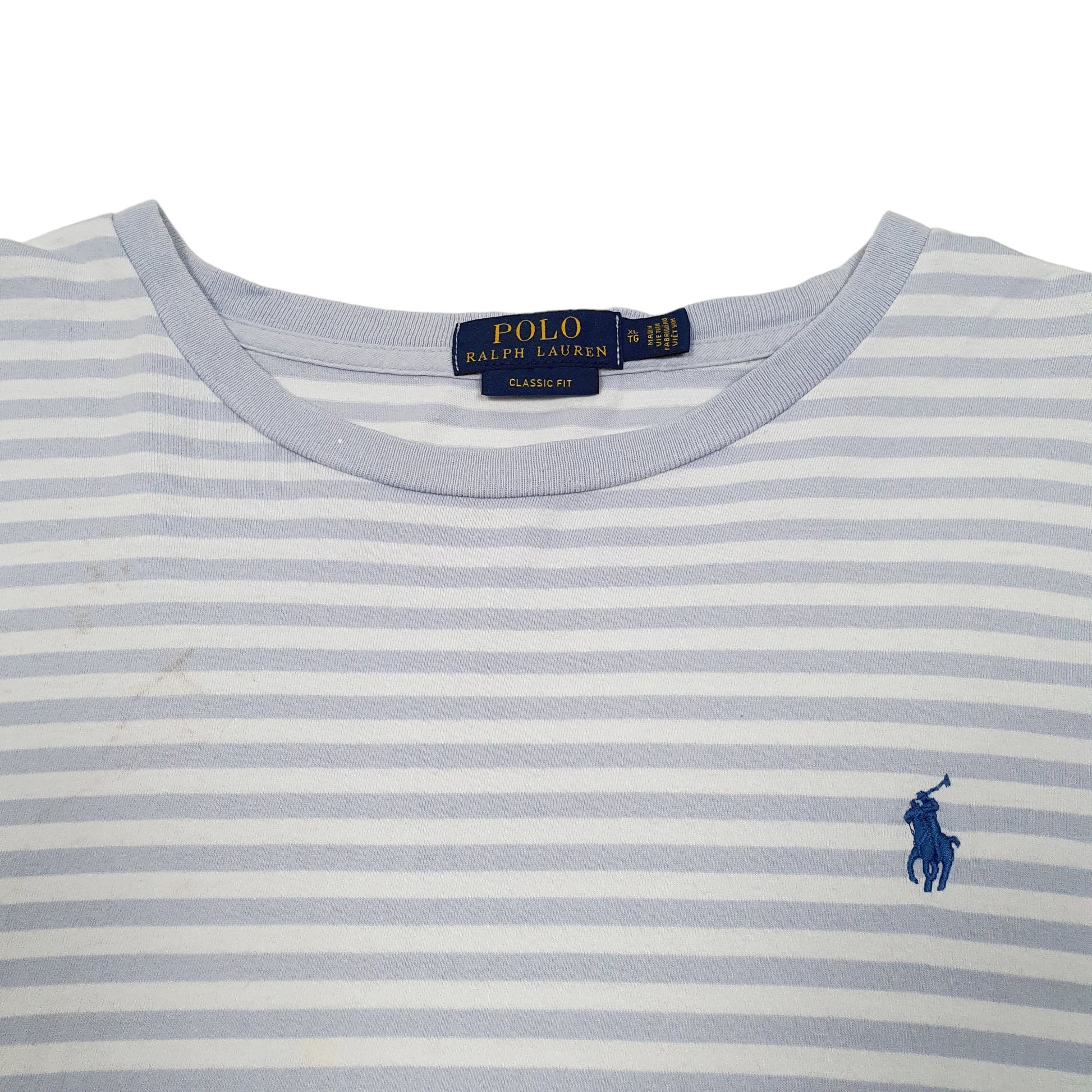 Mens Blue Polo Ralph Lauren Striped Polo Classic Fit Short Sleeve T Shirt