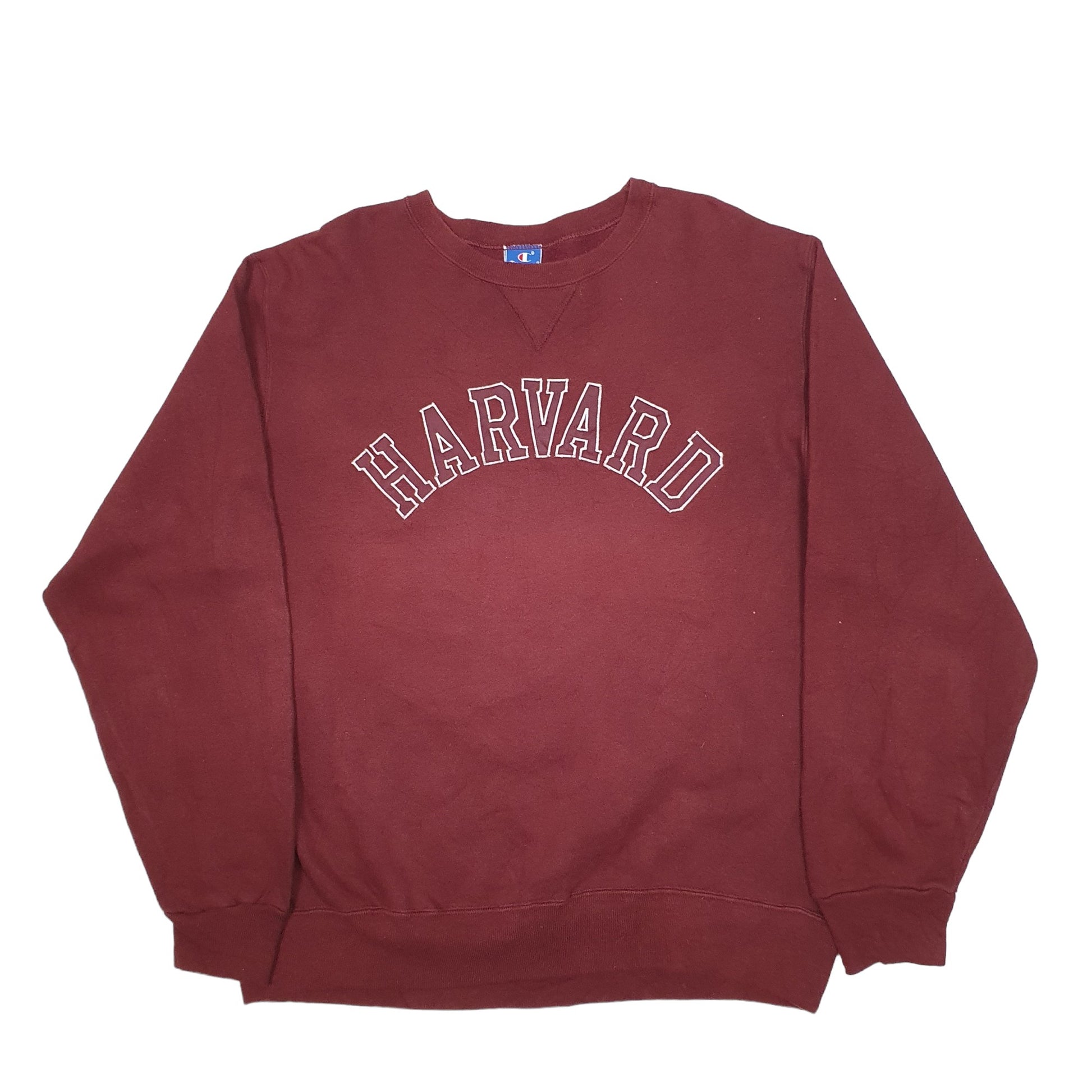 Mens Burgundy Champion 1980s USA College Harvard Vintage Crewneck Jumper