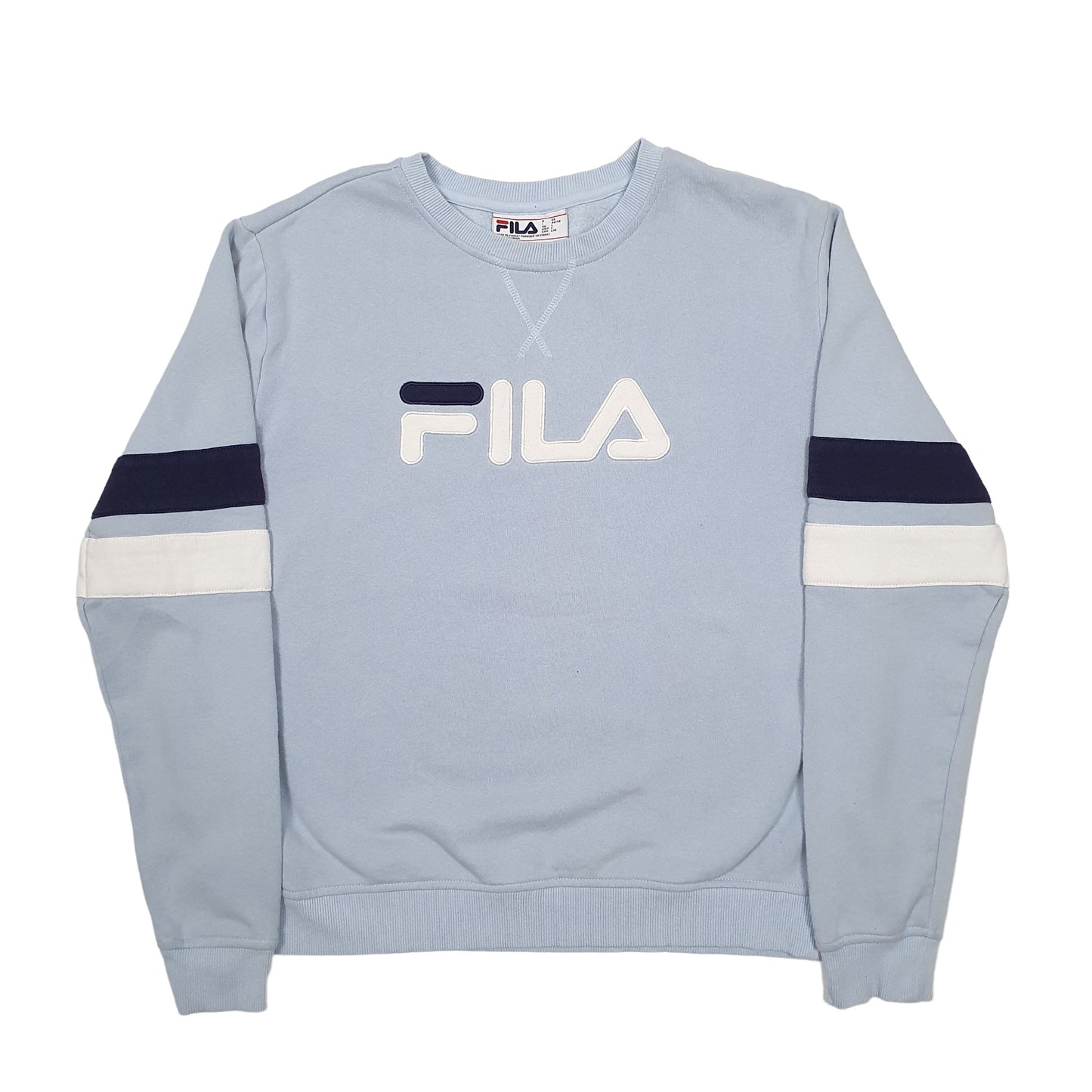 Womens Blue Fila Spellout Crewneck Jumper