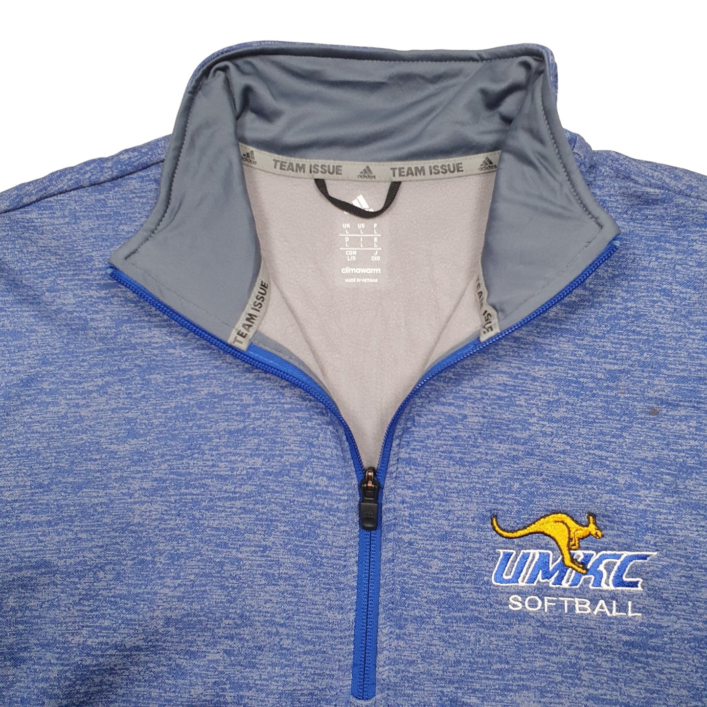 Mens Blue Adidas UMKC Softball Quarter Zip Jumper