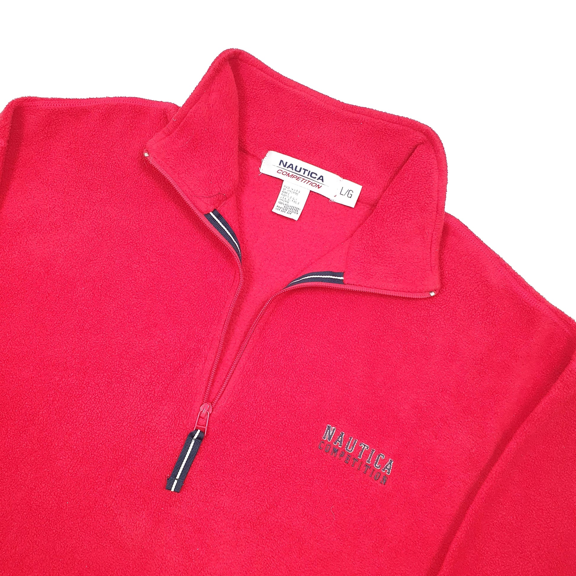 Nautica Competition Spellout Quarter Zip Fleece L Red