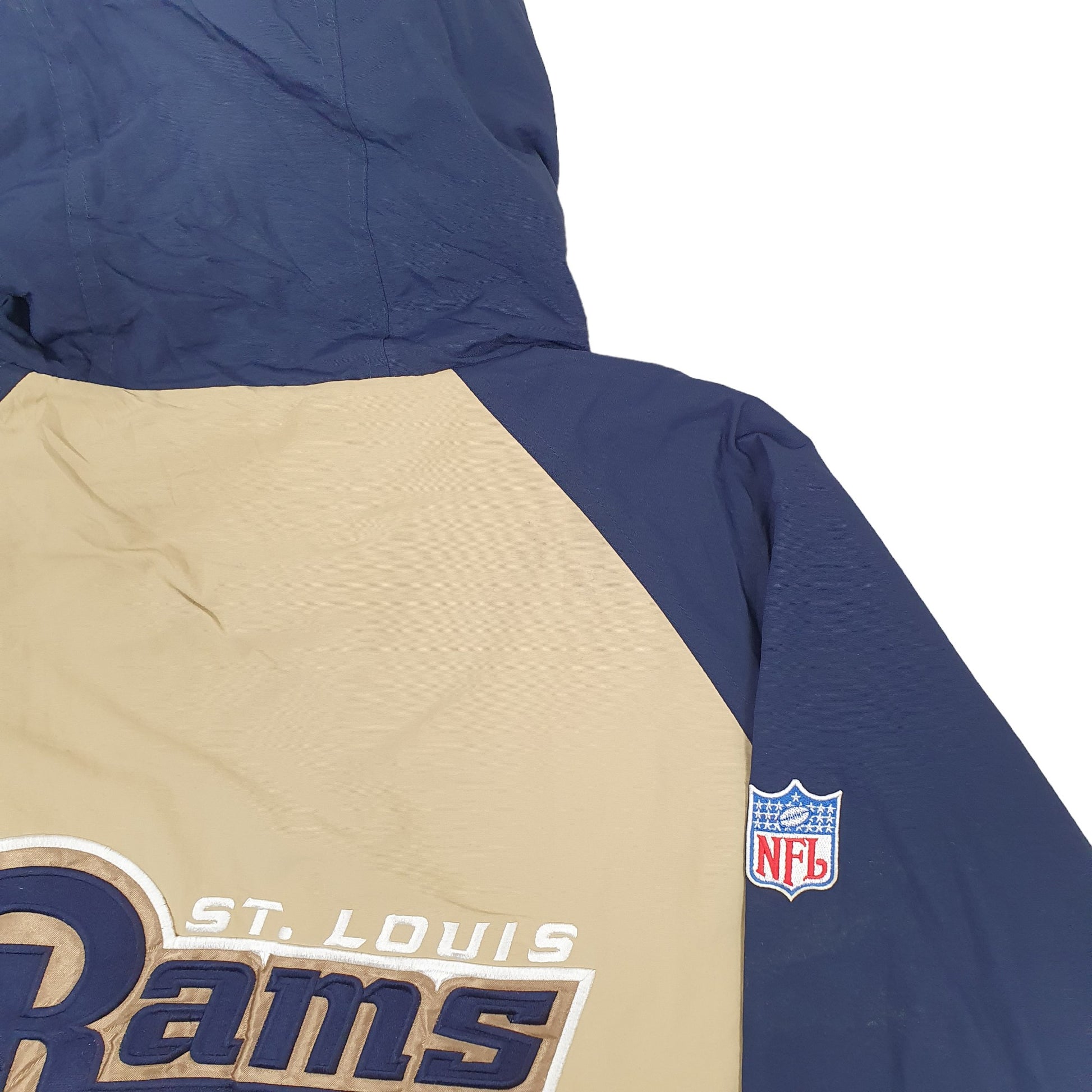 Mens Beige Reebok NFL St Louis Rams Reversible Fleece Jacket Coat