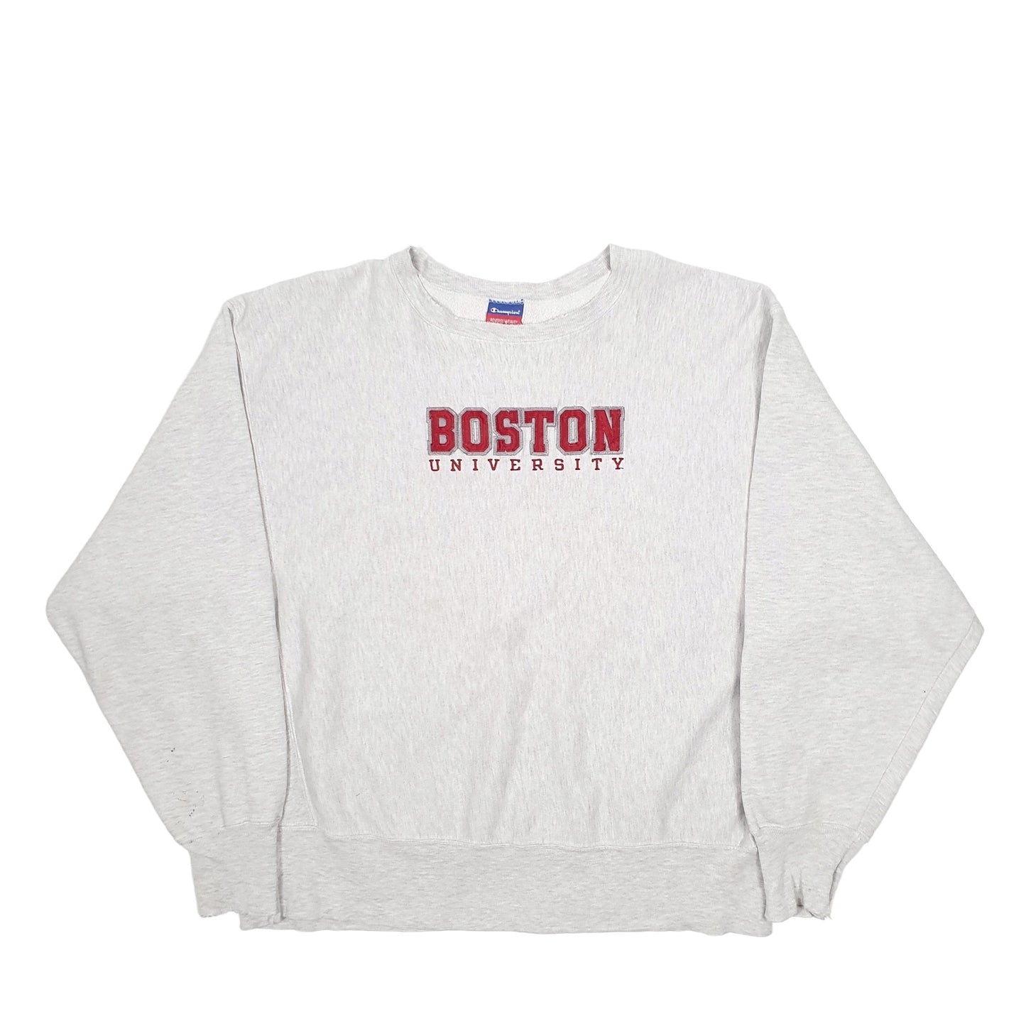 Mens Grey Champion Reverse Weave USA College Boston University Crewneck Jumper