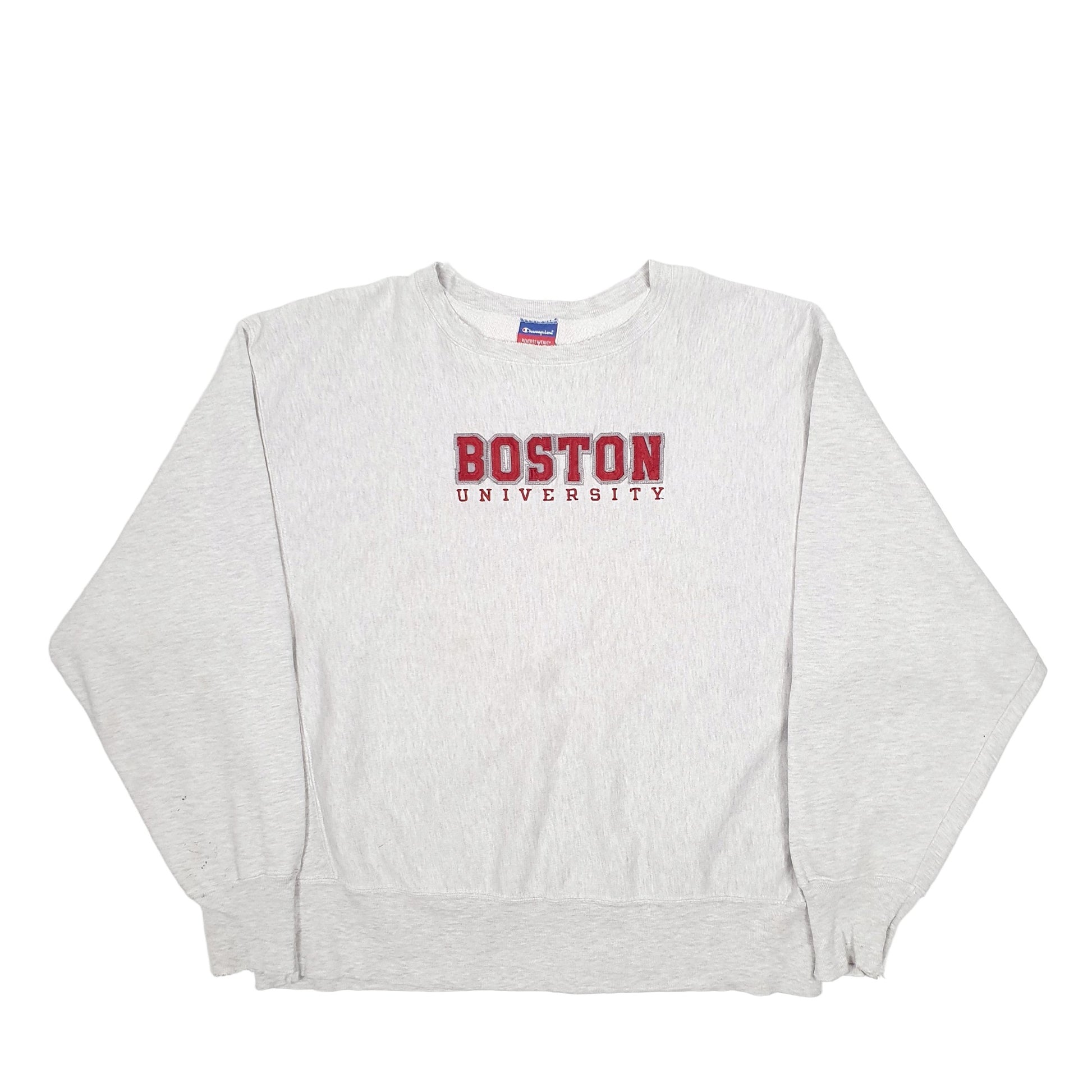 Mens Grey Champion Reverse Weave USA College Boston University Crewneck Jumper