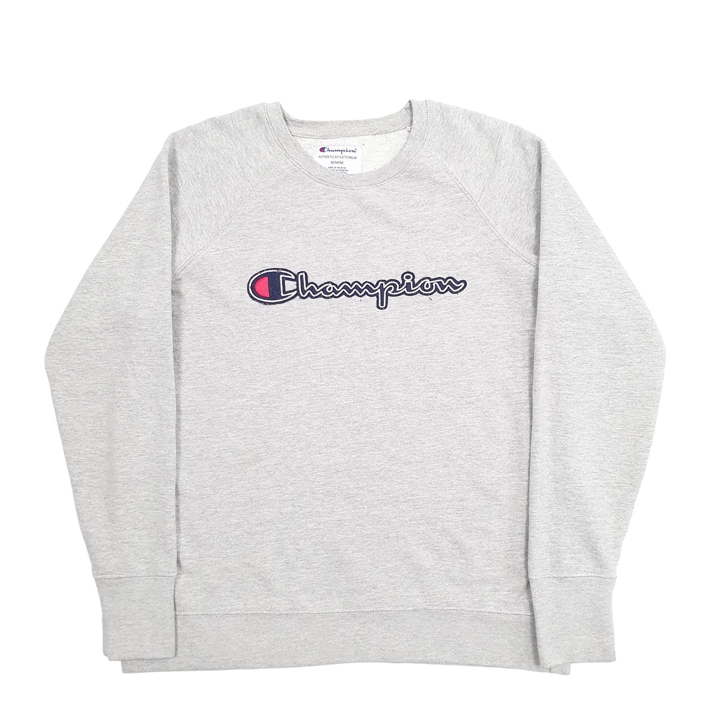 Mens Grey Champion Spellout Crewneck Jumper