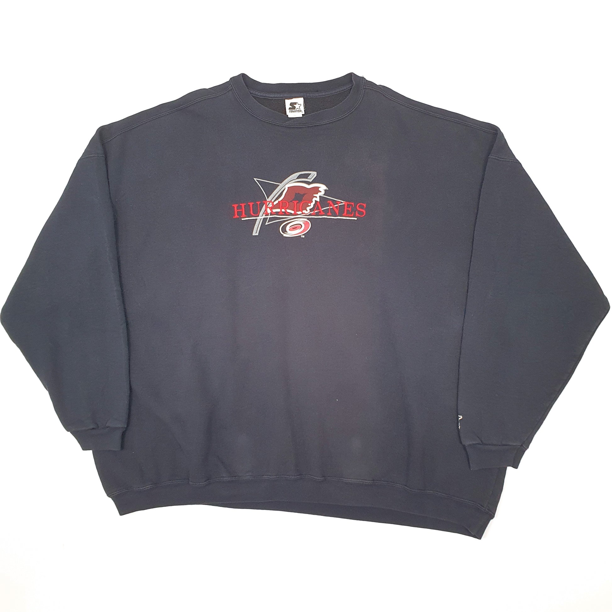 Mens Black Starter Vintage 1980s NHL Carolina Hurricanes Made in USA Crewneck Jumper