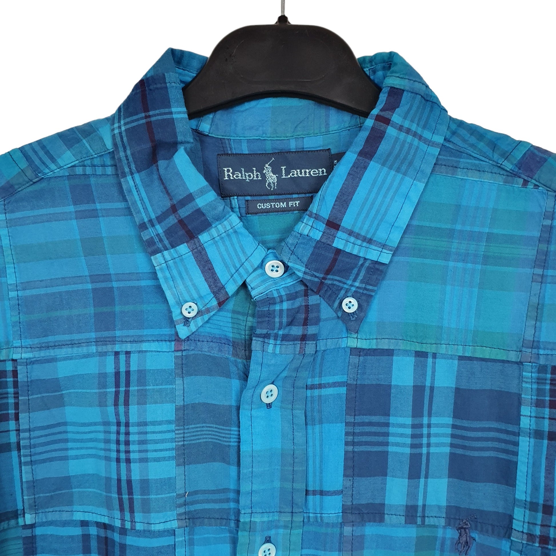 Ralph Lauren Short Sleeve Custom Fit Check Shirt Blue