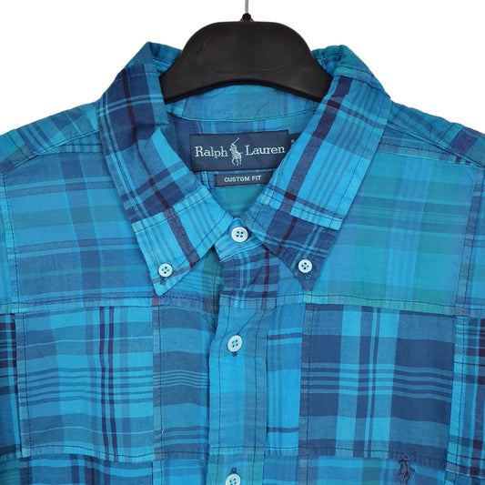 Ralph Lauren Short Sleeve Custom Fit Check Shirt Blue