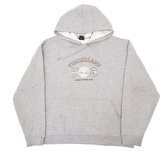 Mens Grey Timberland Spellout Hoodie Jumper