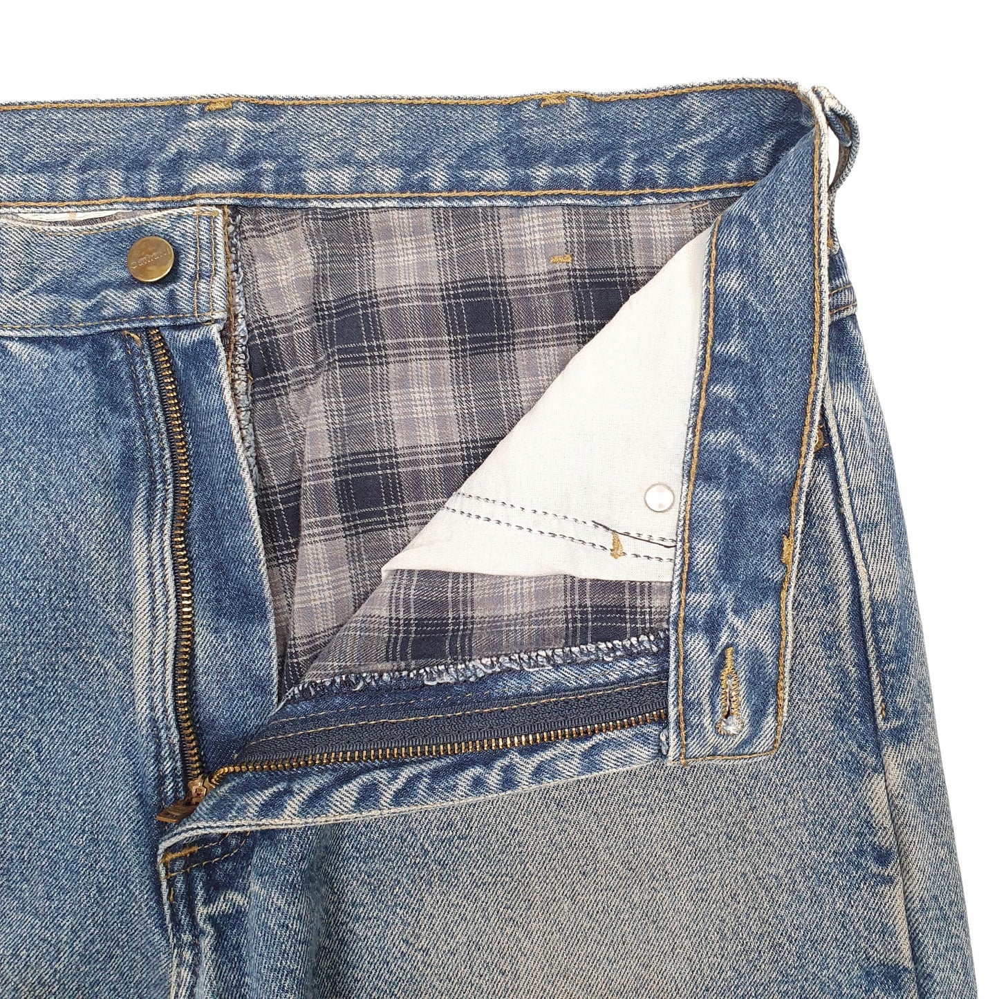 Mens Blue Carhartt Lined Winter Thermal Carpenter JeansW34 L32