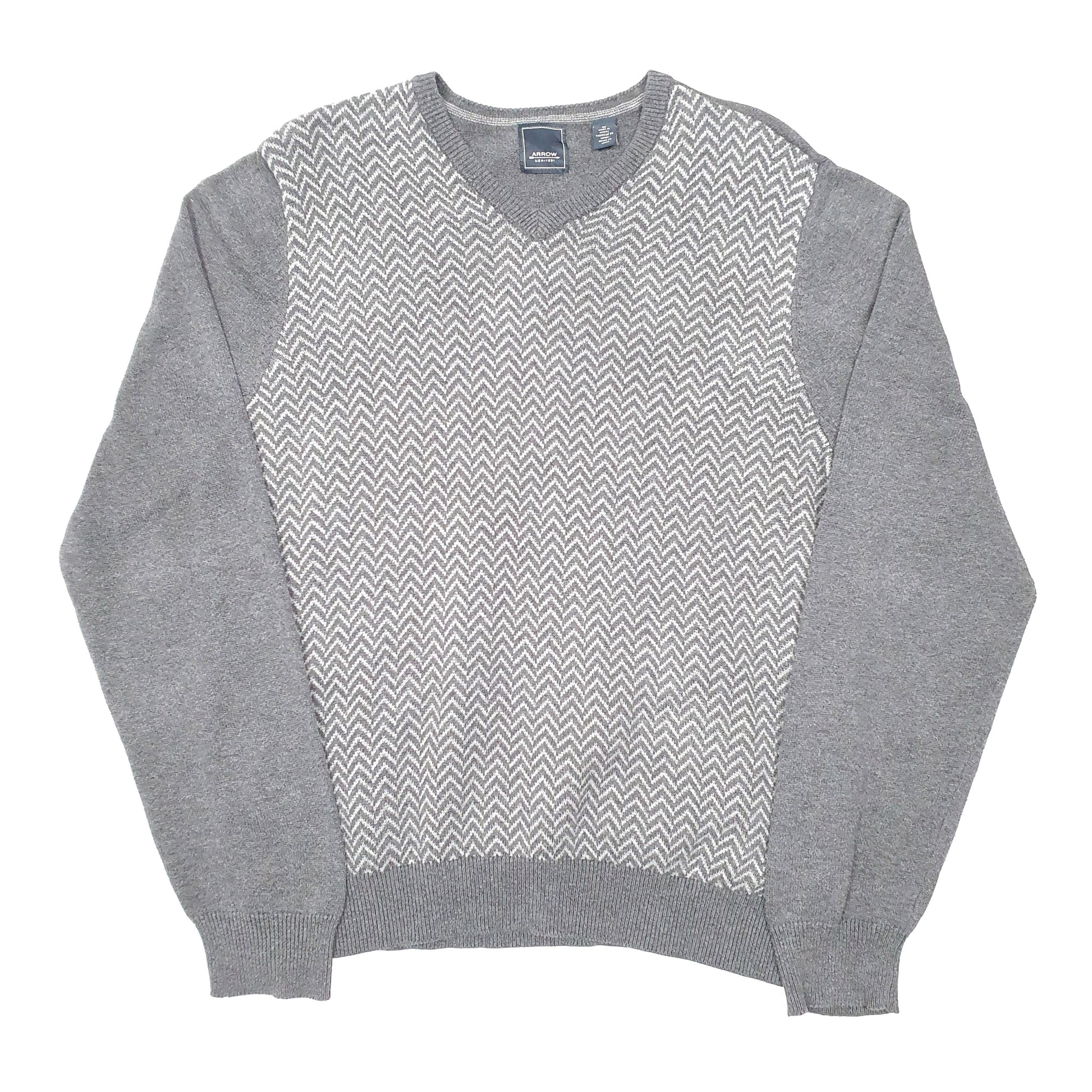 Mens Grey Arrow USA Sweater Knit V Neck Jumper