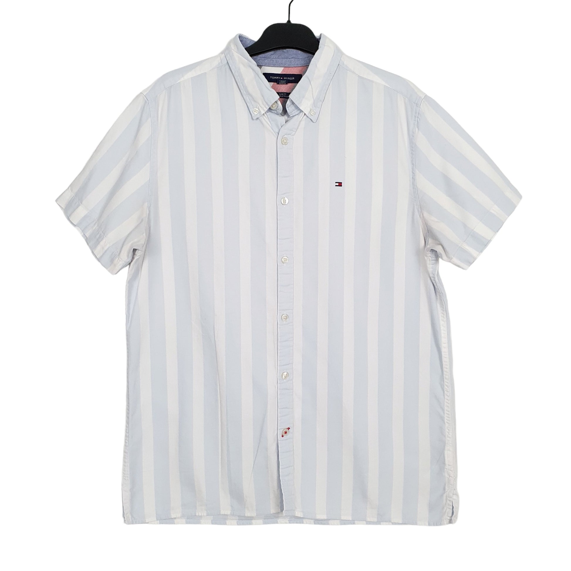 Tommy Hilfiger Short Sleeve Regular Fit Pinstripe Shirt Blue