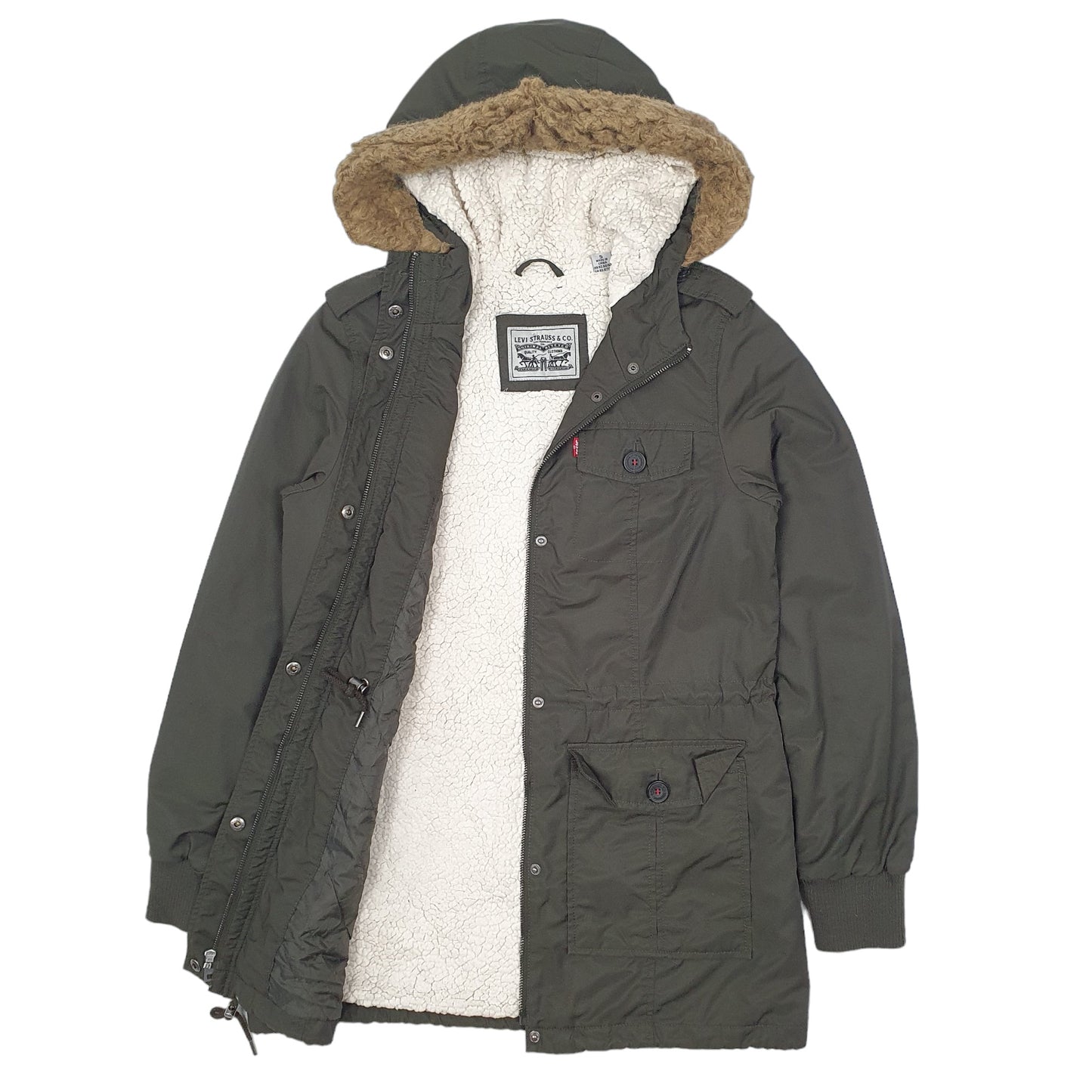 Womens Green Levis Padded  Coat