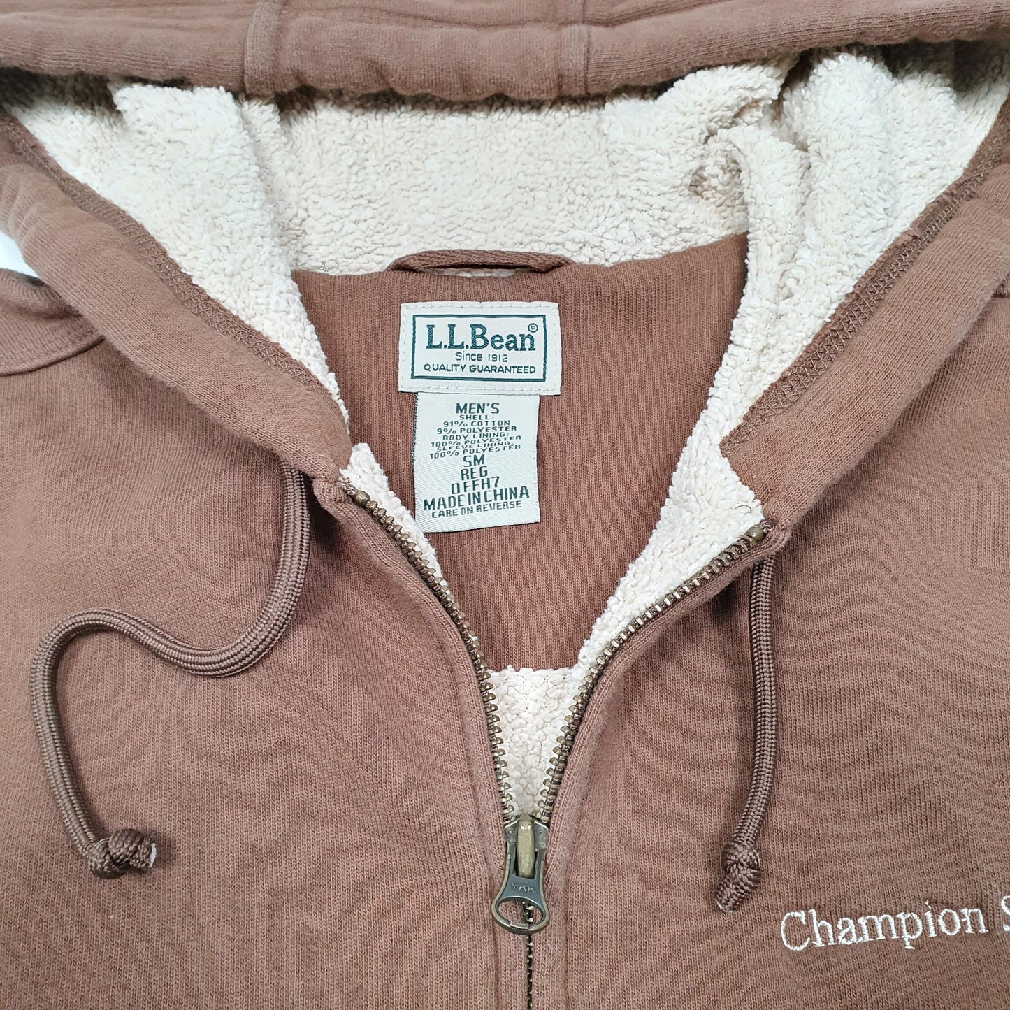 Mens Brown L.L.Bean Hoodie Champion Steel LLC Full Zip Jumper