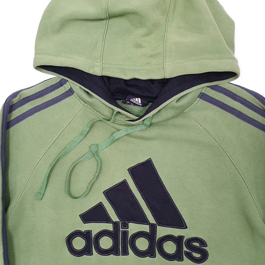 Mens Green Adidas Spellout Hoodie Jumper