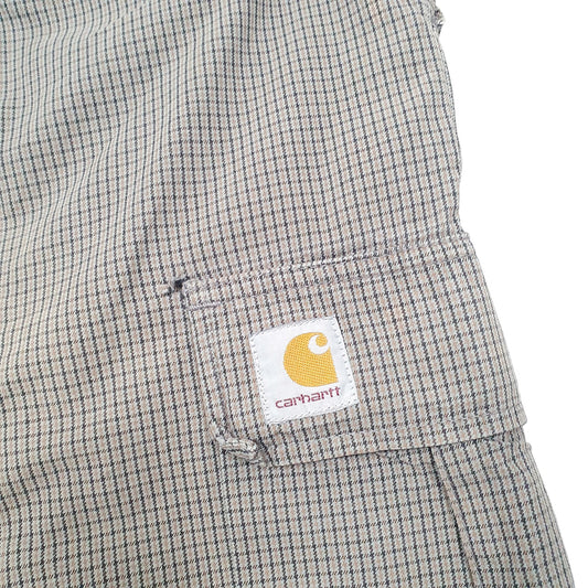 Mens Brown Carhartt Checked Combat Bermuda Cargo Shorts