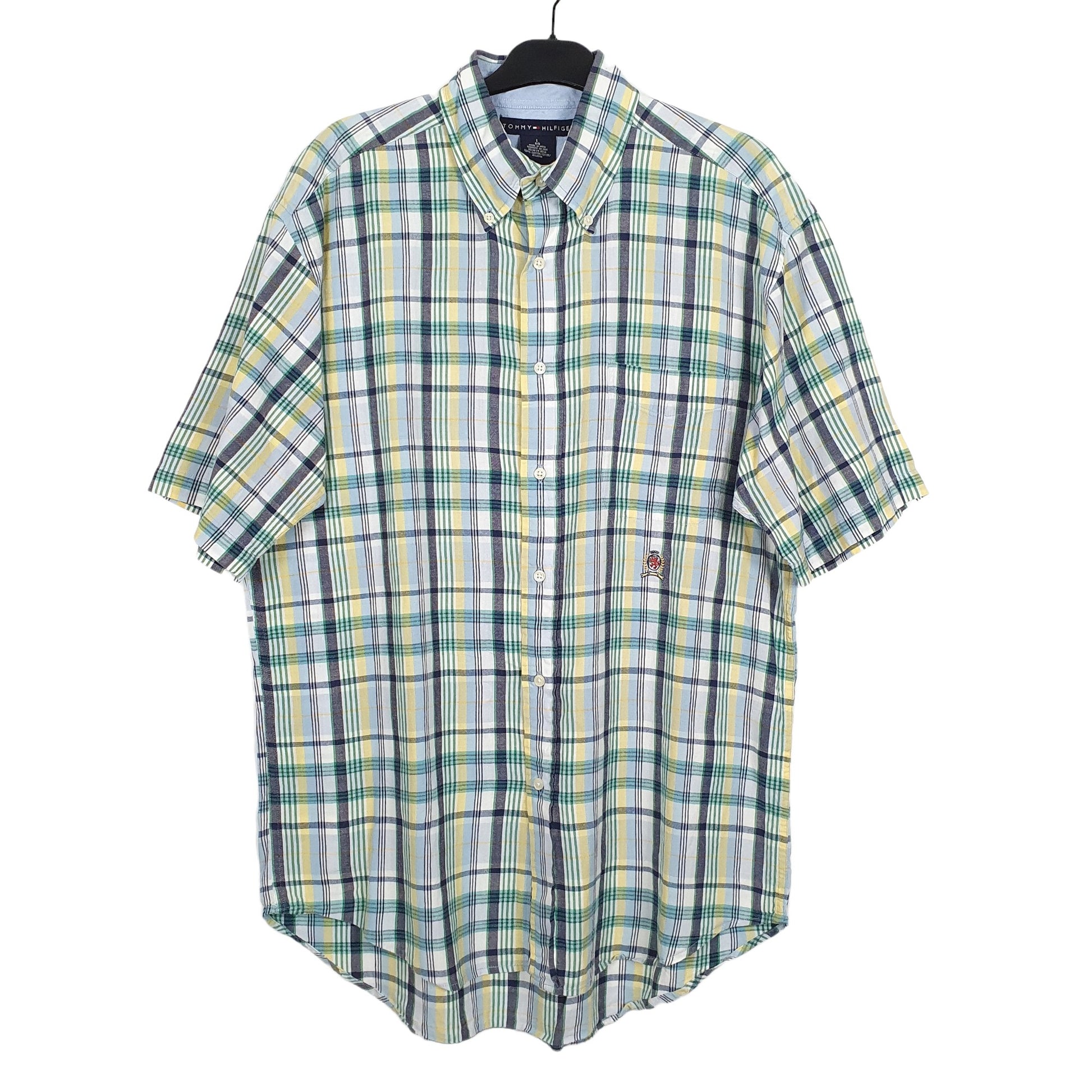 Tommy Hilfiger Short Sleeve Regular Fit Check Shirt Green
