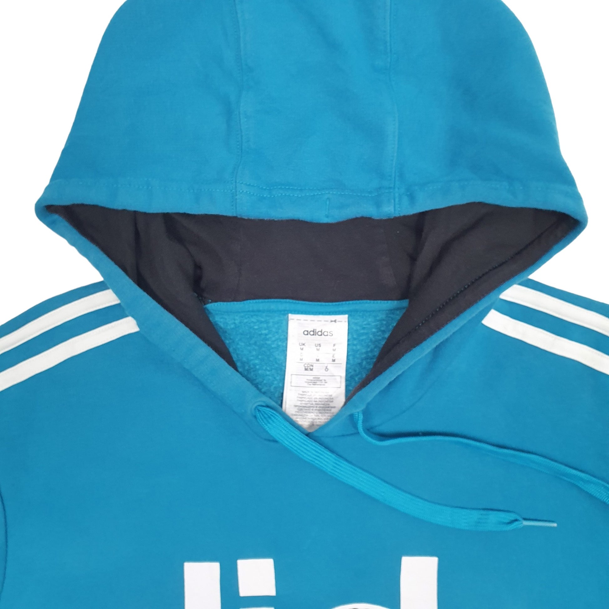 Mens Blue Adidas Spellout Hoodie Jumper