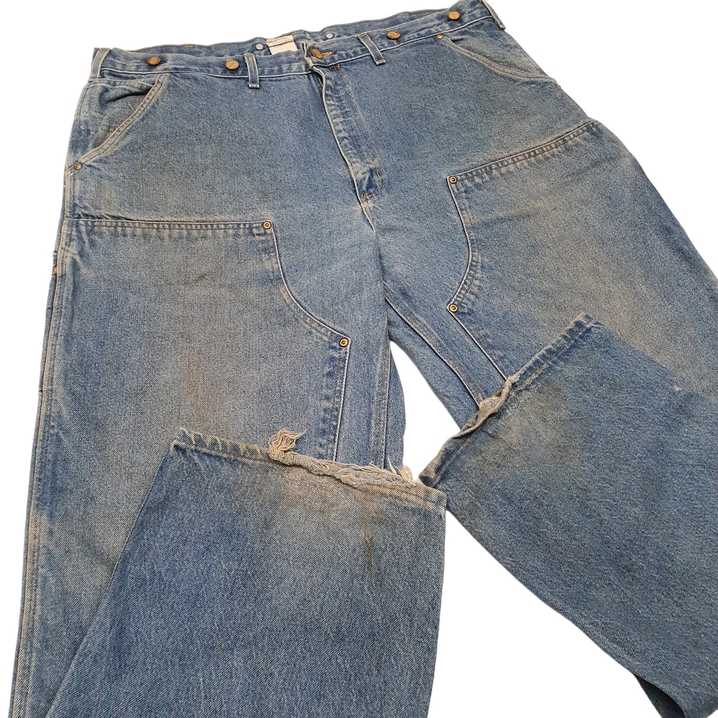 Mens Blue Carhartt Double Knee Vintage Made In USA Riveted Carpenter JeansW40 L32
