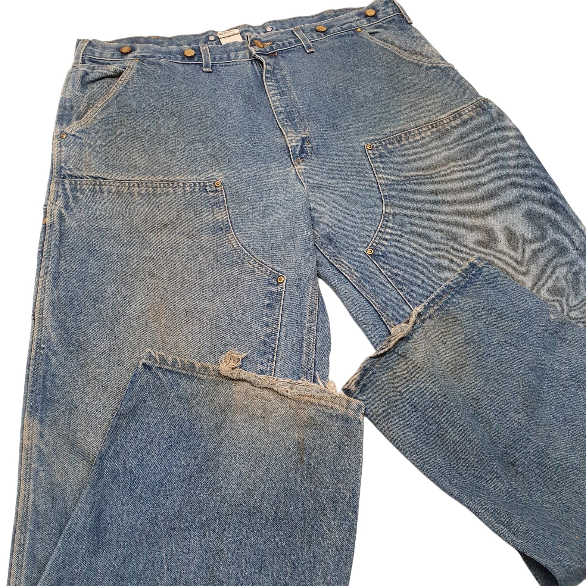 Mens Blue Carhartt Double Knee Vintage Made In USA Riveted Carpenter JeansW40 L32