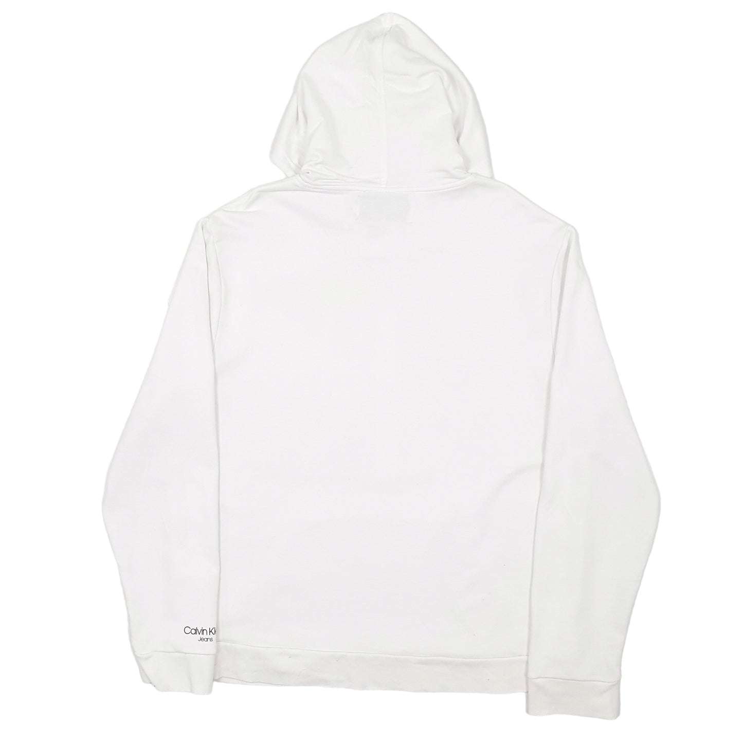 Mens White Calvin Klein Spellout Hoodie Jumper