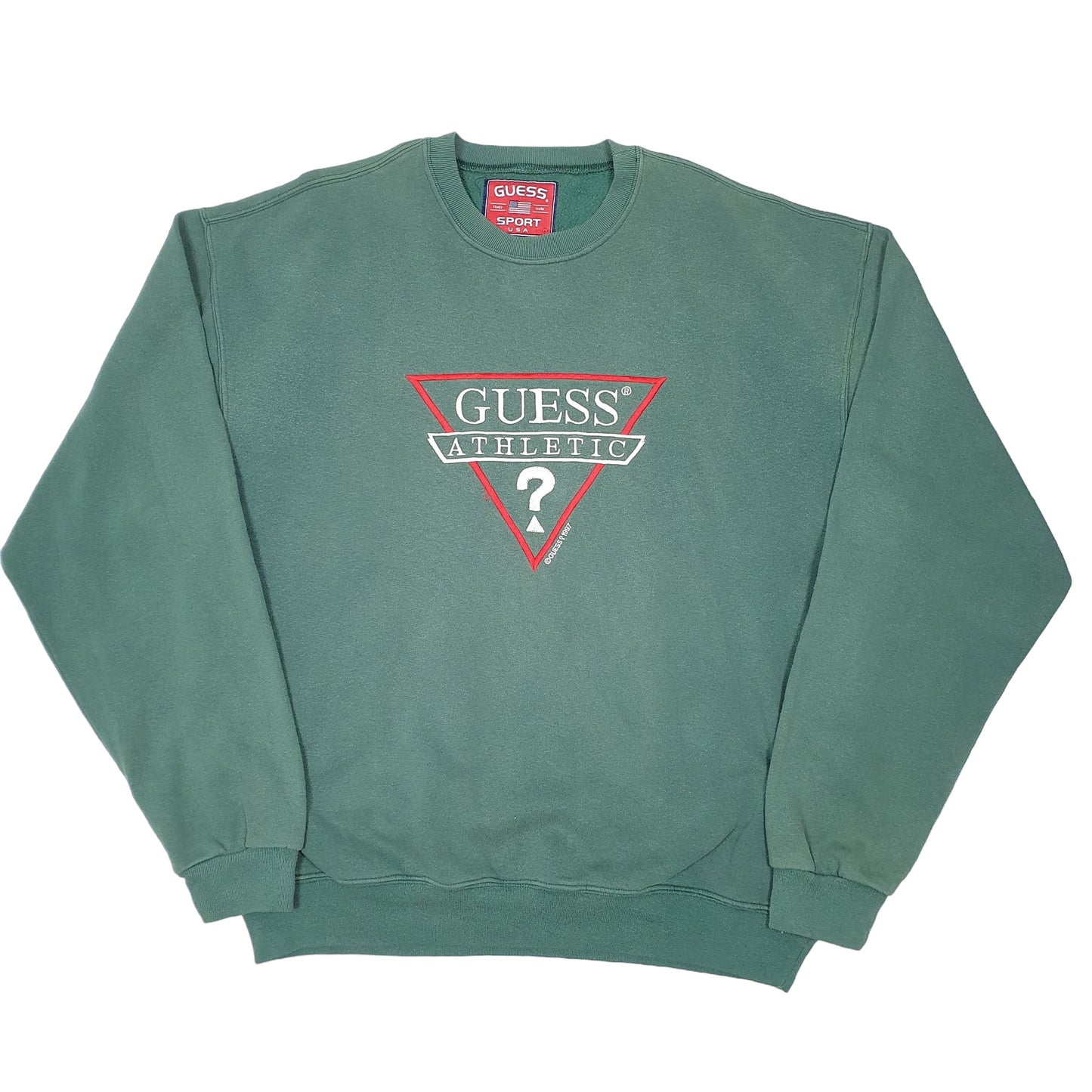 Mens Green Guess Sport Vintage Made In USA 1997 Crewneck Jumper