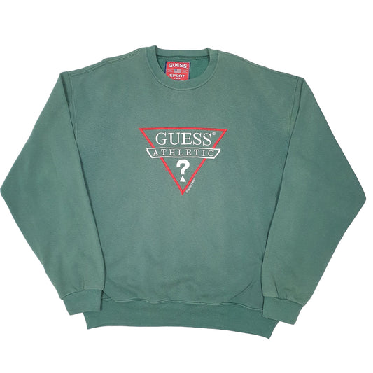 Mens Green Guess Sport Vintage Made In USA 1997 Crewneck Jumper