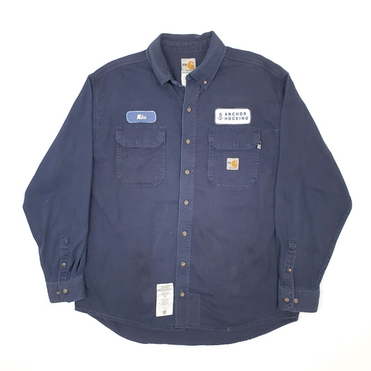 Mens Navy Carhartt FR Shacket Long Sleeve Shirt