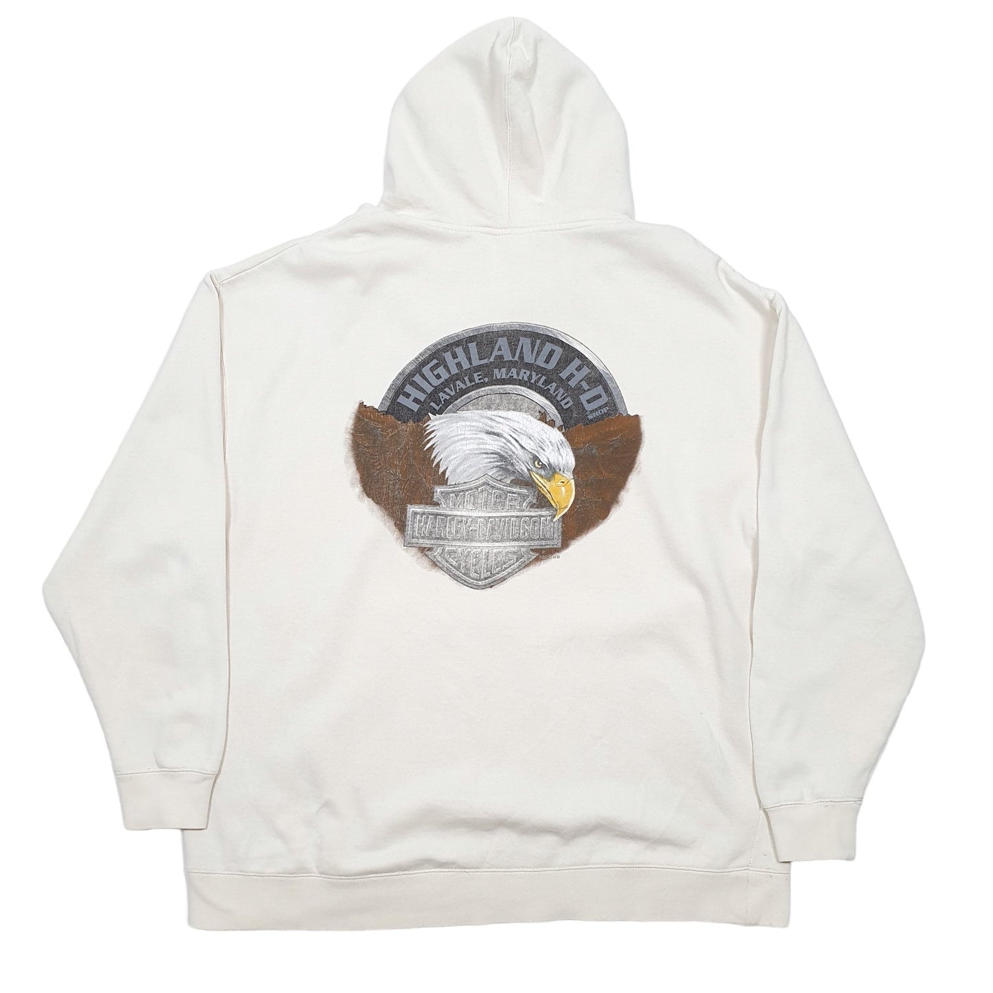 Mens Cream Harley Davidson Motorcycles Biker 1903 Maryland Eagle Hoodie Jumper