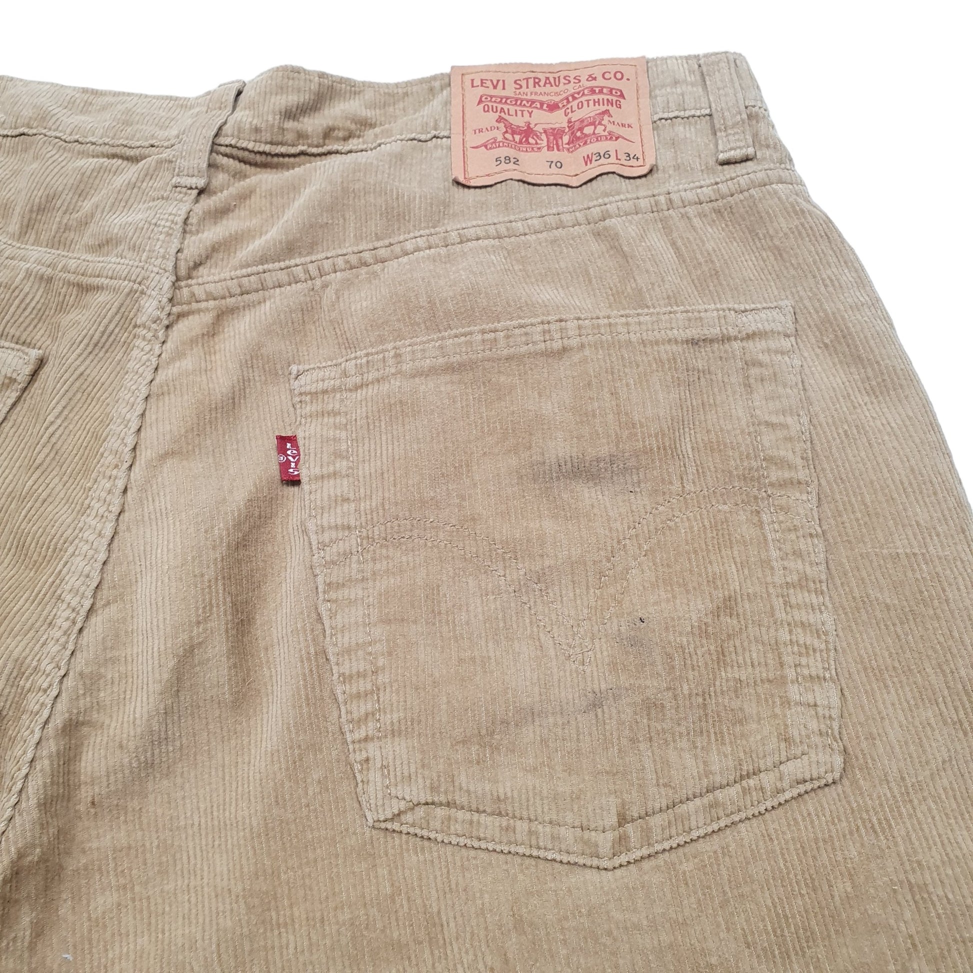 Mens Beige Levis 582 Corduroy Trousers
