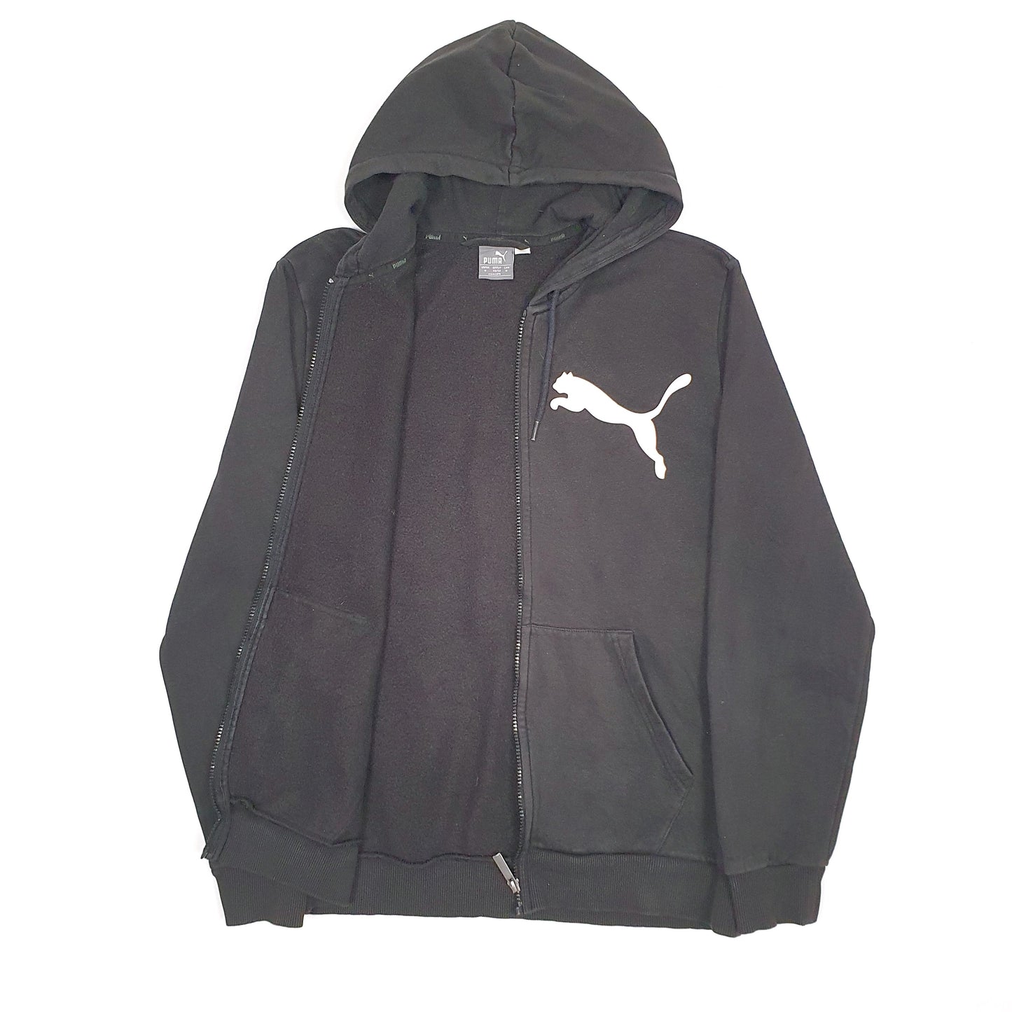 Mens Black Puma Hoodie Full Zip Jumper