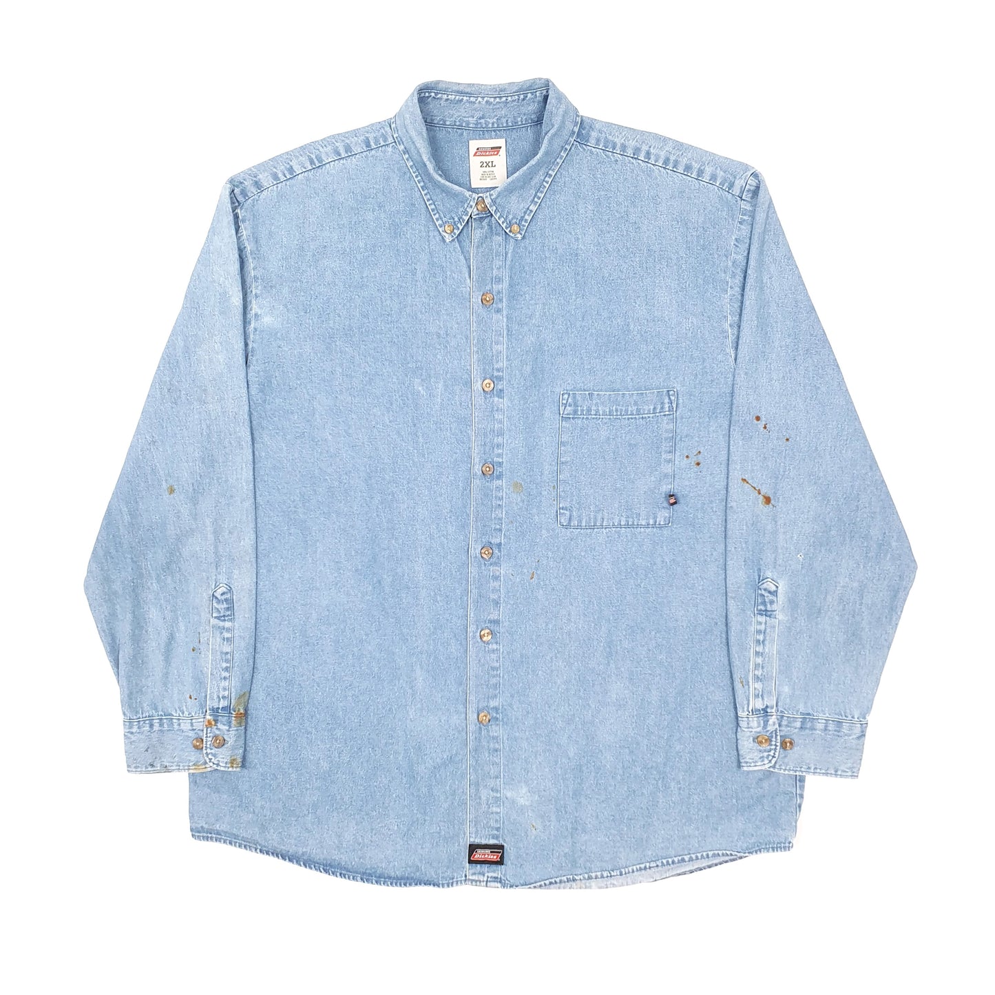 Mens Blue Dickies Denim Workwear Shacket Long Sleeve Shirt