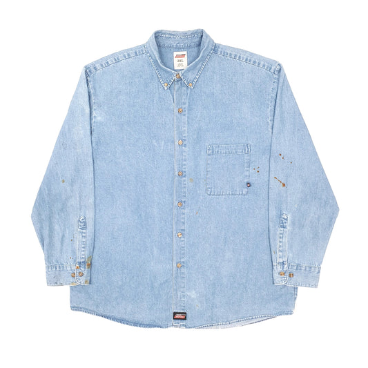 Mens Blue Dickies Denim Workwear Shacket Long Sleeve Shirt
