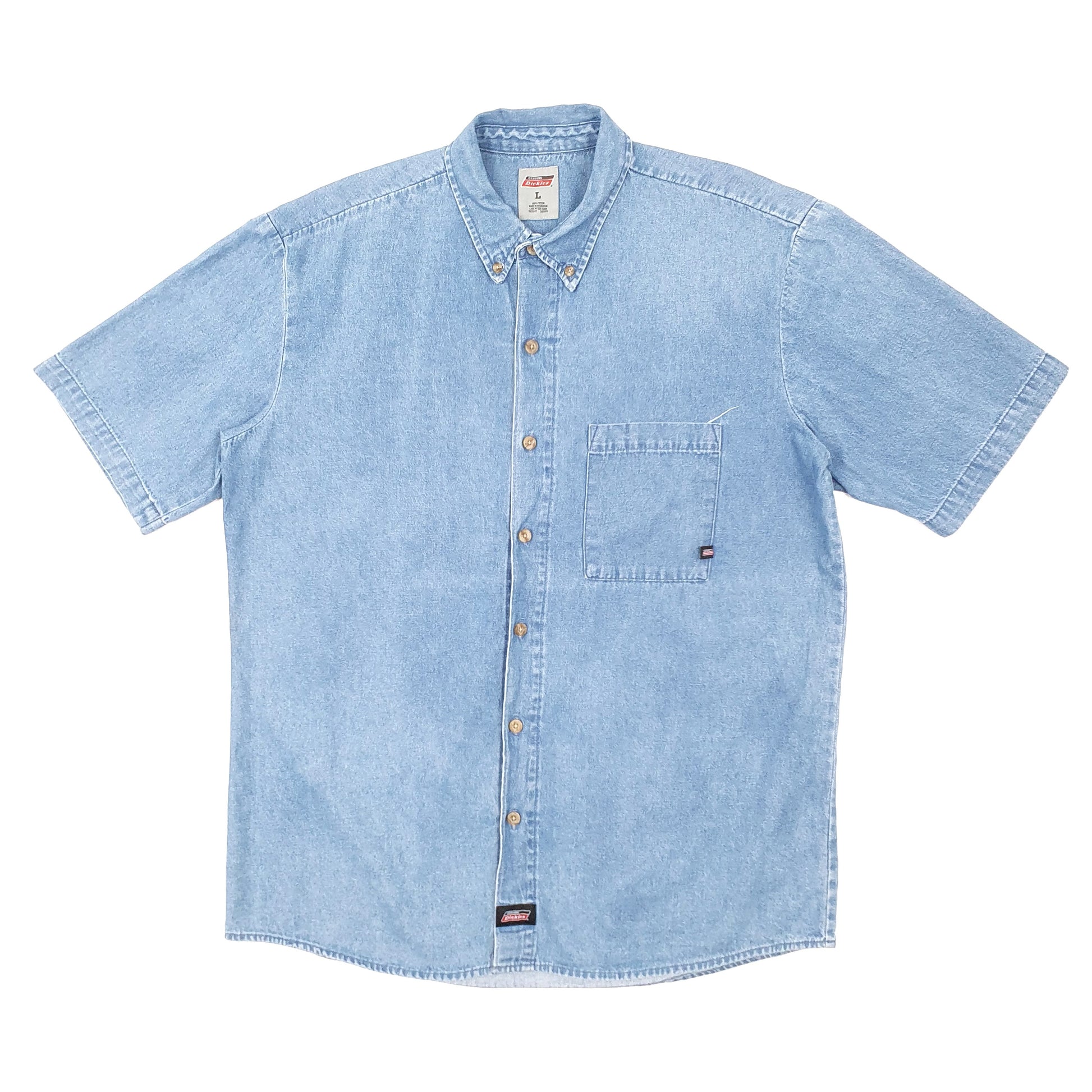 Mens Blue Dickies Denim Workwear Short Sleeve Shirt