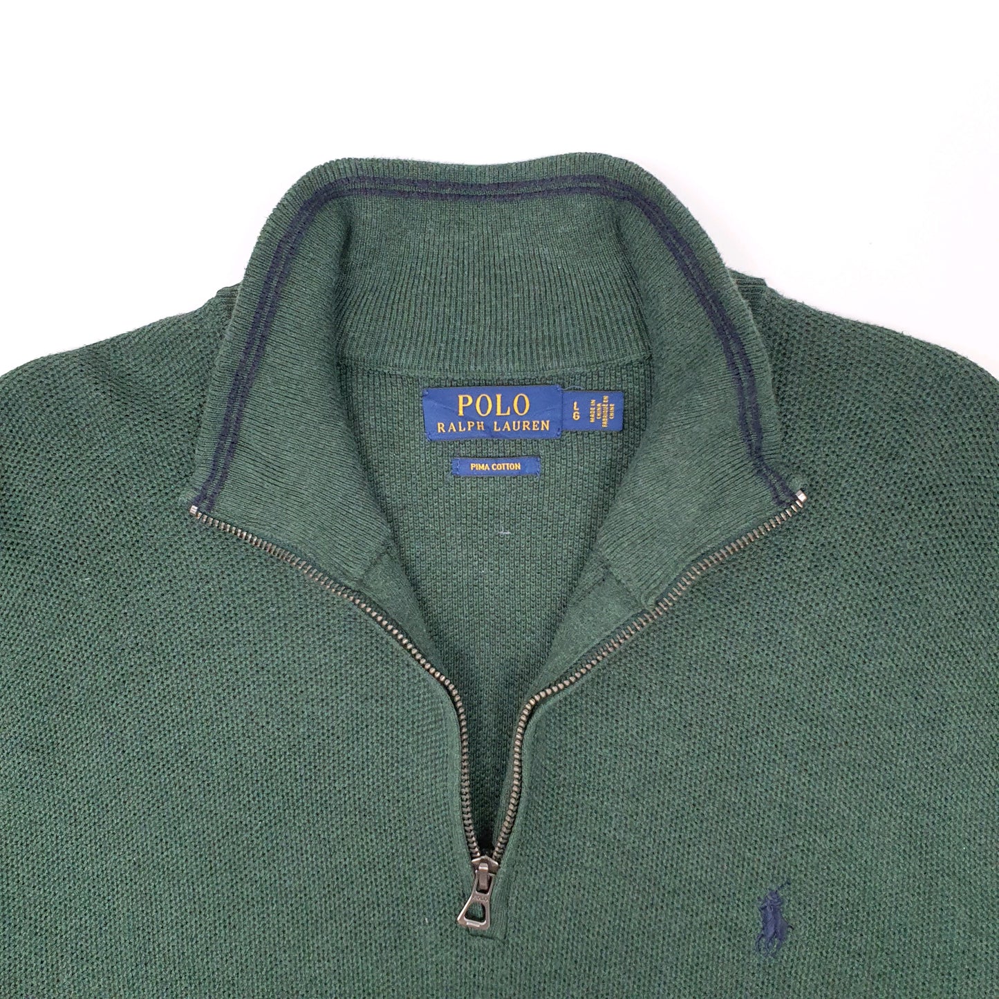 Mens Green Polo Ralph Lauren Pima Quarter Zip Jumper
