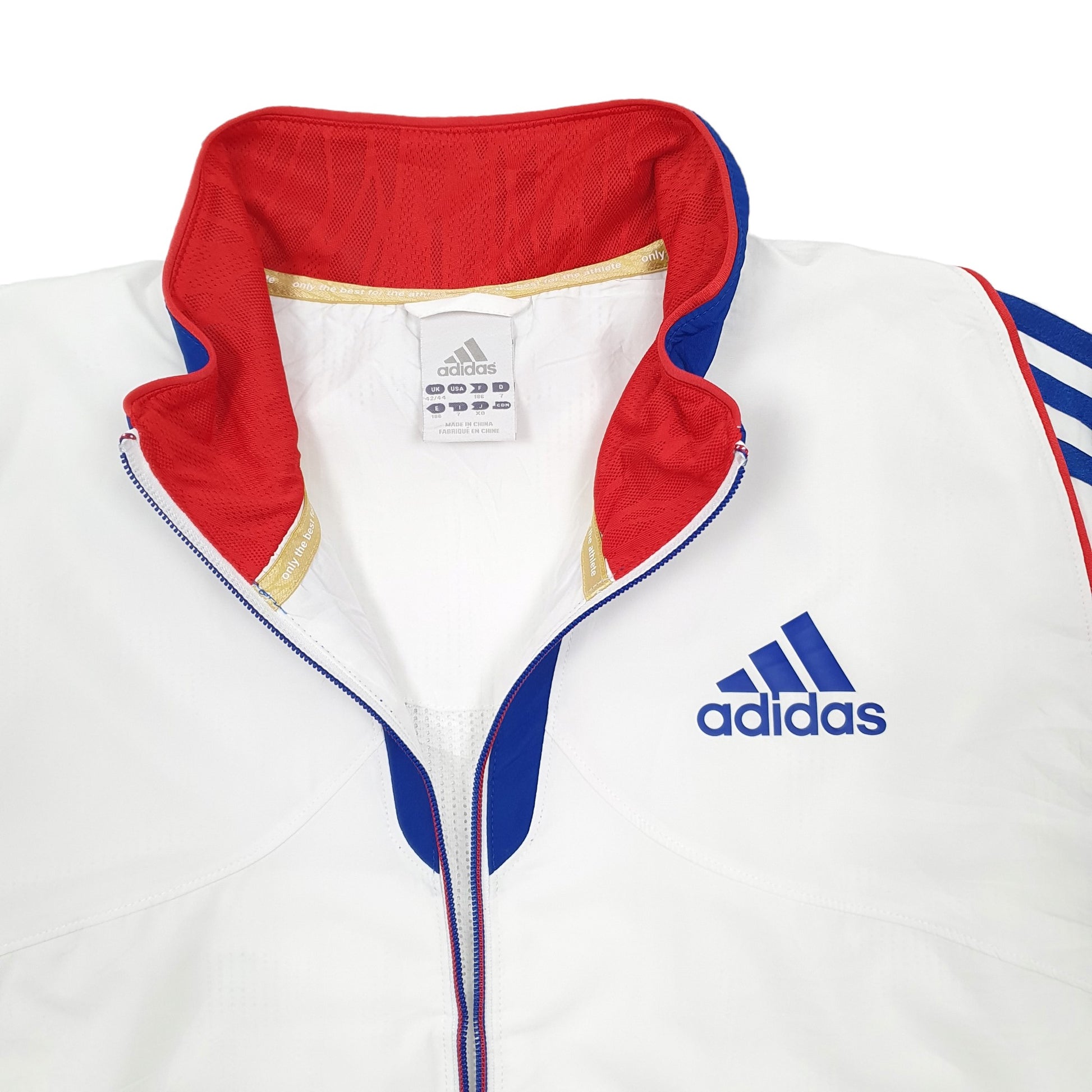 Mens White Adidas France National Team Olympics Sport Track Top Windbreaker Coat