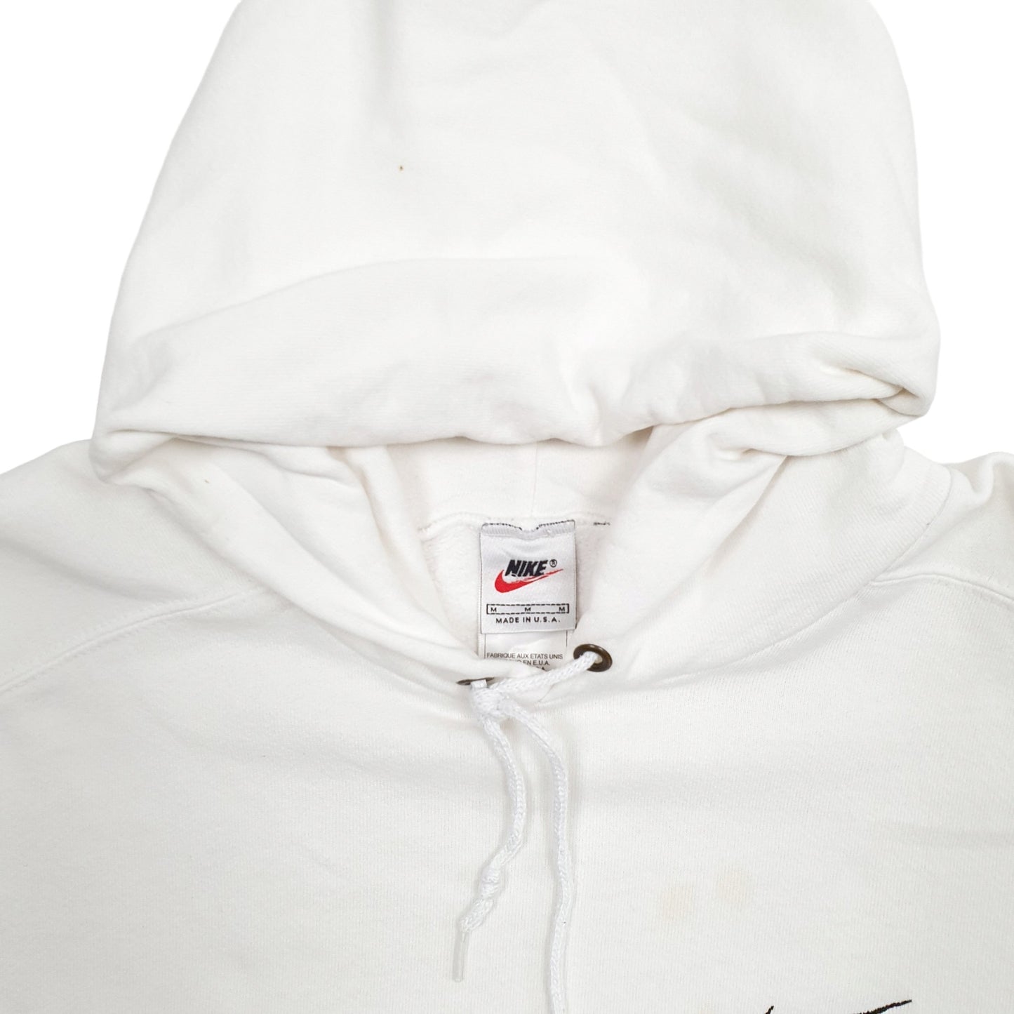 Mens White Nike Made In USA 1990s Vintage Hoodie Jumper