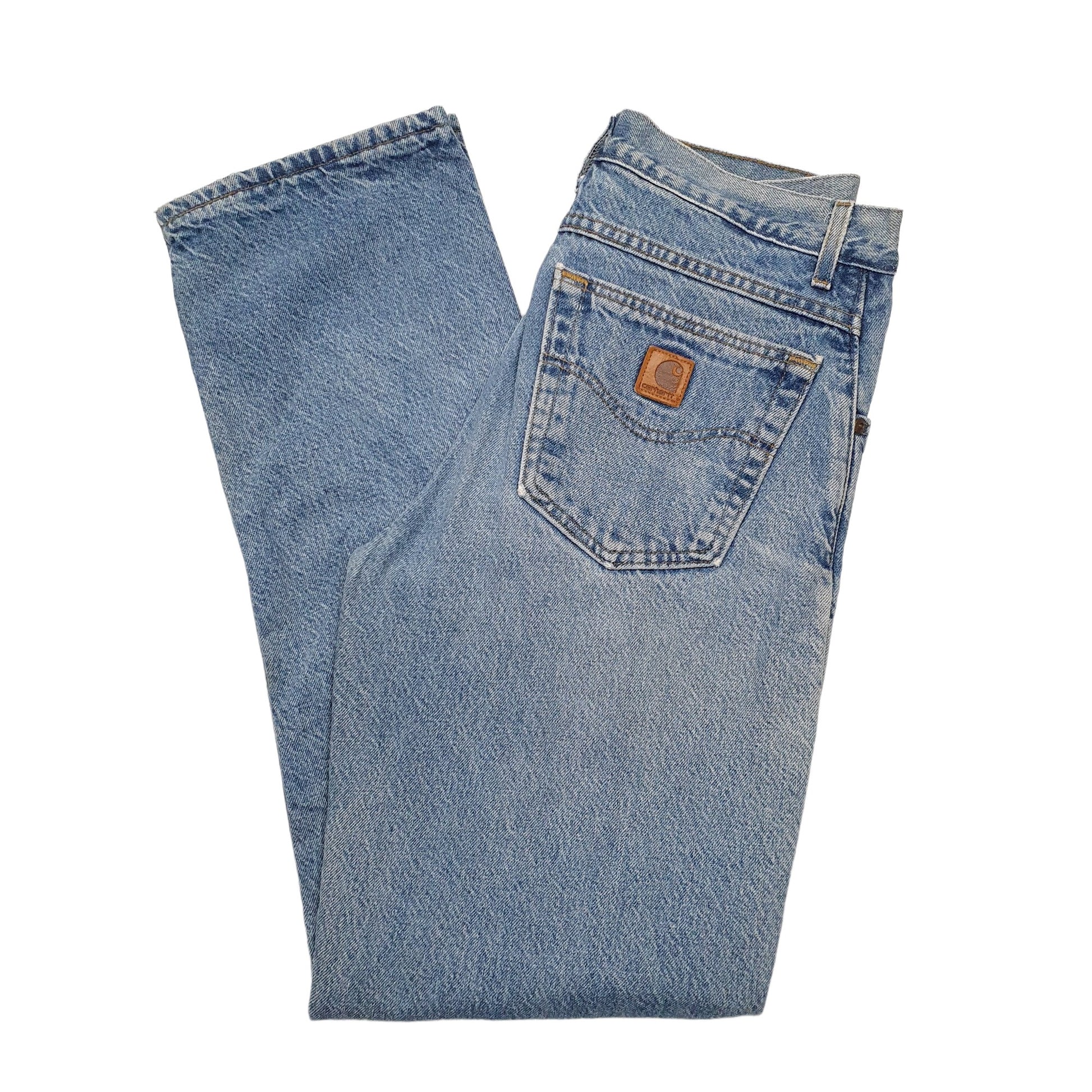 Mens Blue Carhartt Lined Thermal winter Carpenter JeansW32 L33