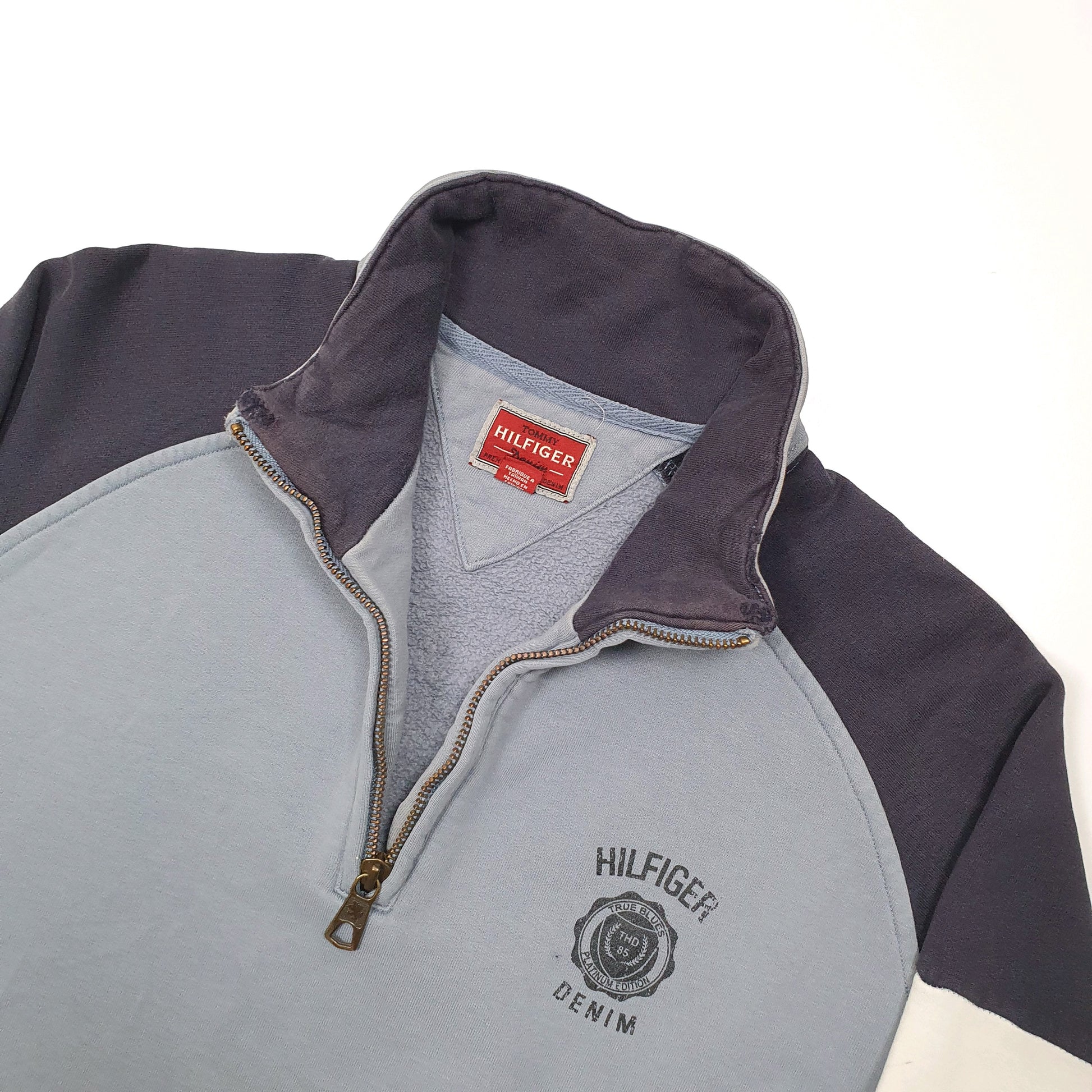 Tommy Hilfiger Denims Spellout Quarter Zip M Blue