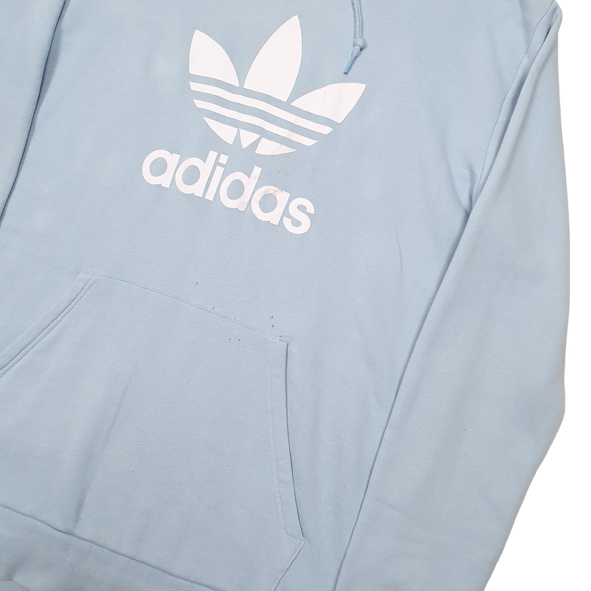 Mens Blue Adidas Spellout Hoodie Jumper