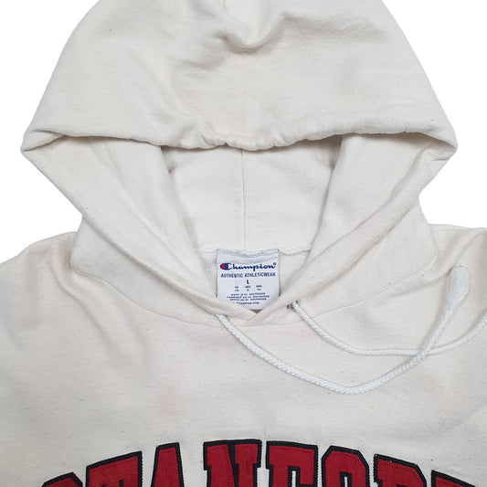Mens Cream Champion USA College Stanford Hoodie Jumper
