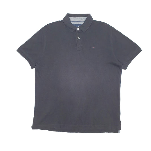 Mens Black Tommy Hilfiger Stretch Short Sleeve Polo Shirt