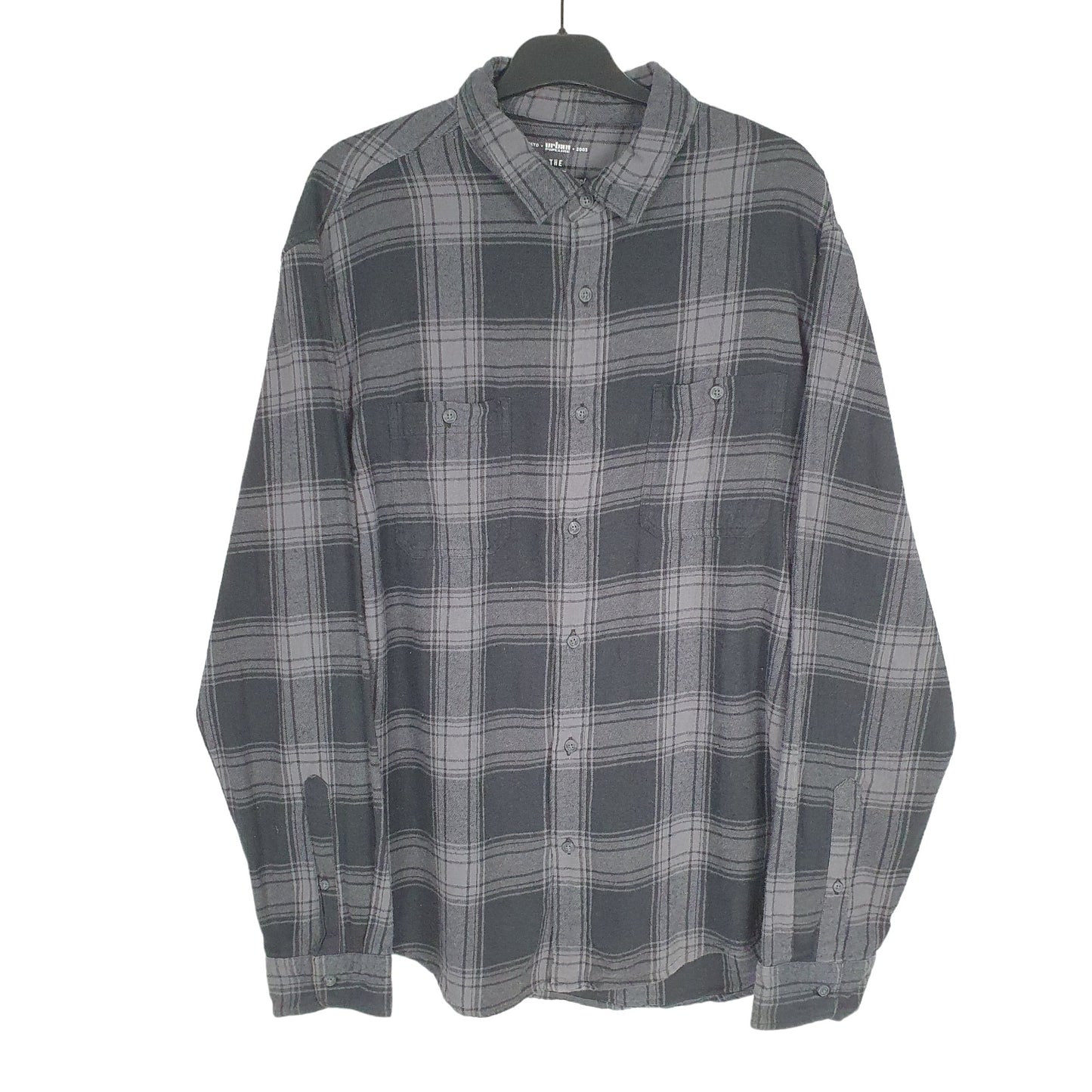 Urban Pipeline Shacket Overshirt Flannel Long Sleeve Regular Fit Check Shirt Grey